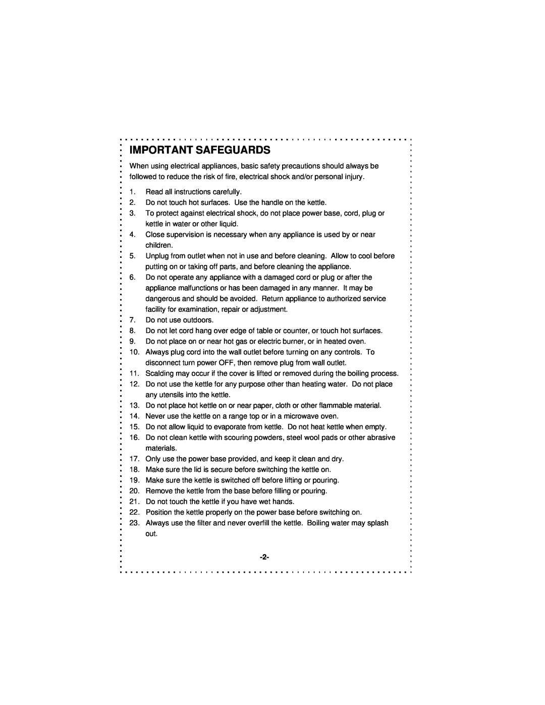 DeLonghi DSJ900 instruction manual Important Safeguards 