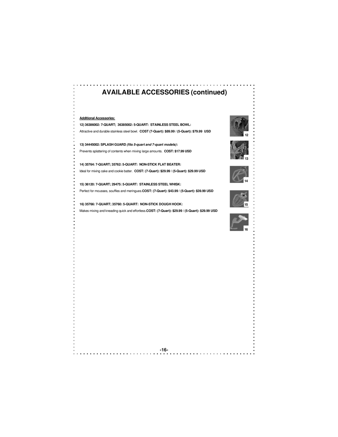 DeLonghi DSM5 - 7 Series instruction manual Available Accessories 