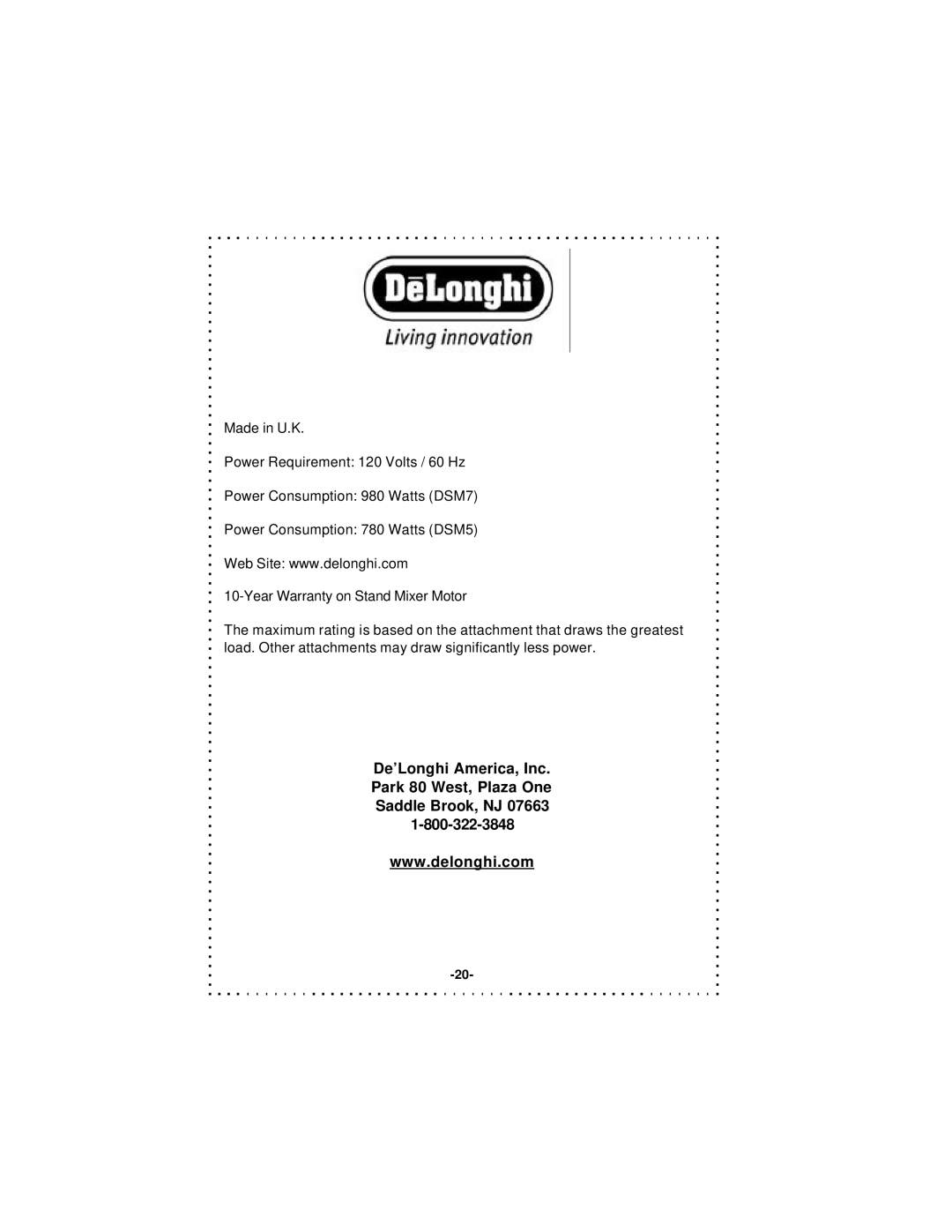 DeLonghi DSM5 - 7 Series instruction manual 