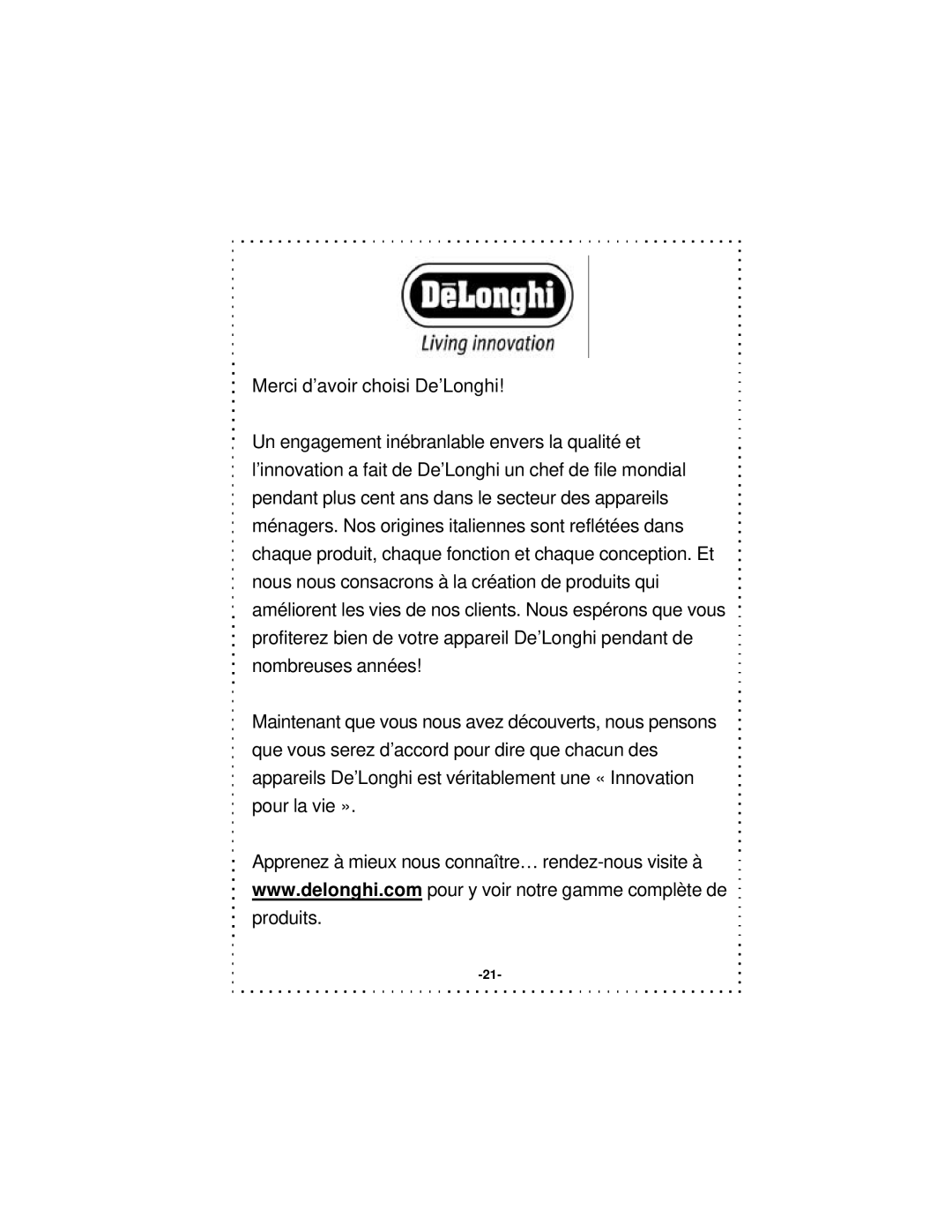 DeLonghi DSM5 - 7 Series instruction manual 