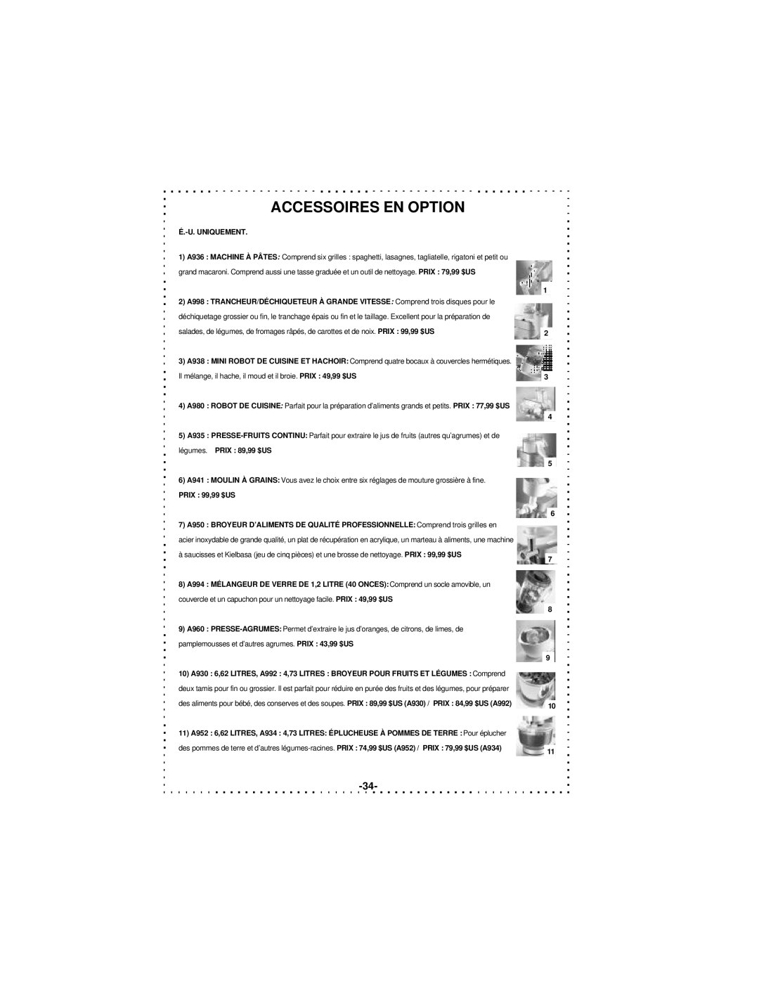 DeLonghi DSM5 - 7 Series instruction manual Accessoires EN Option, Uniquement 