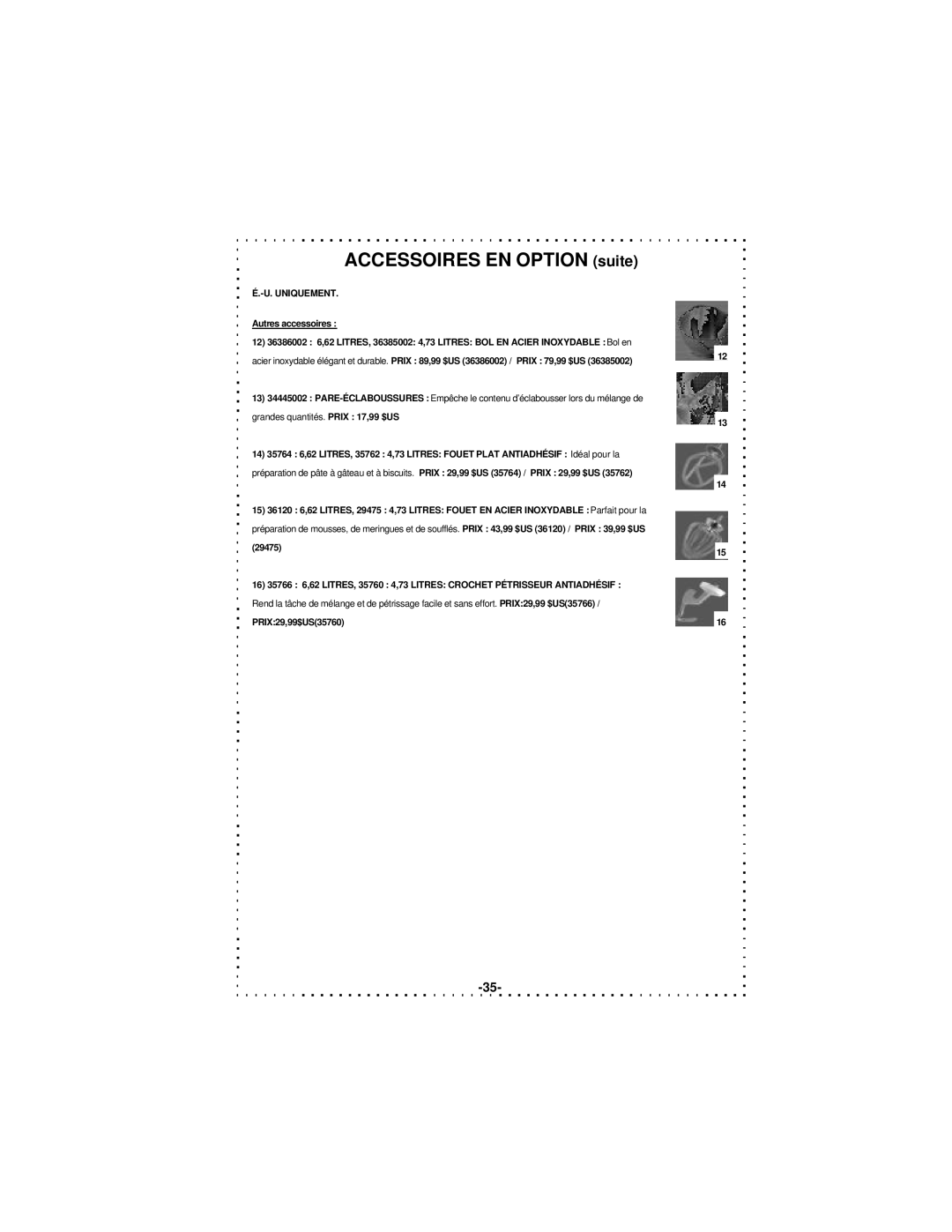 DeLonghi DSM5 - 7 Series instruction manual Accessoires EN Option suite 