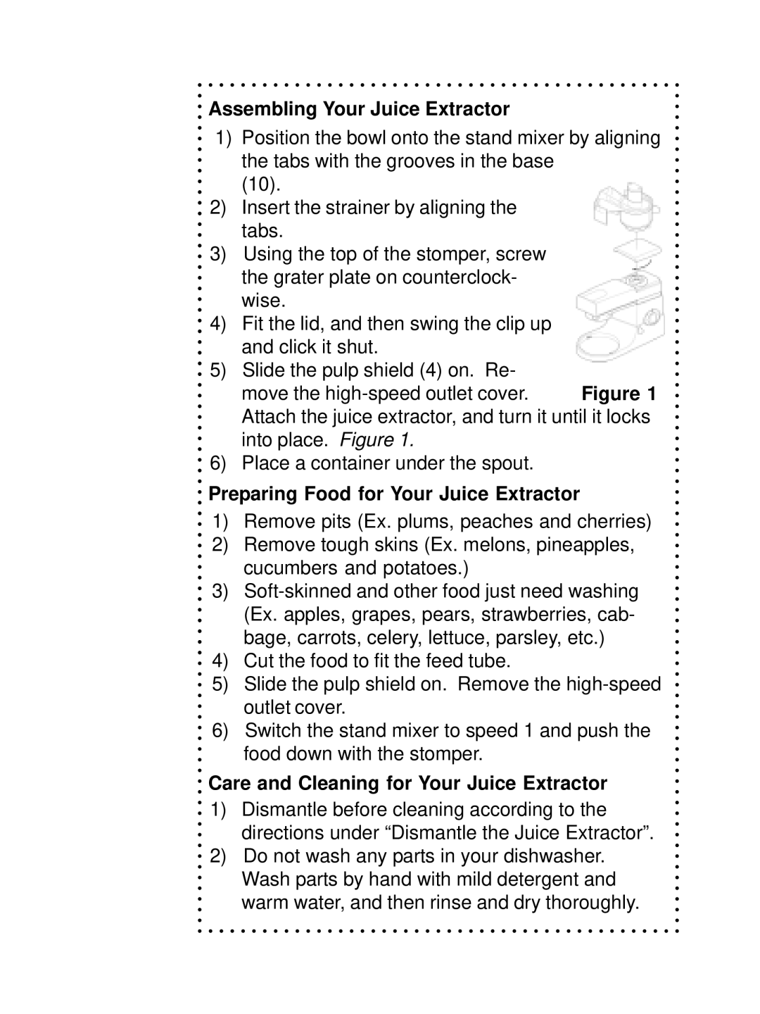 DeLonghi DSM800, DSM700 instruction manual Assembling Your Juice Extractor, Preparing Food for Your Juice Extractor 