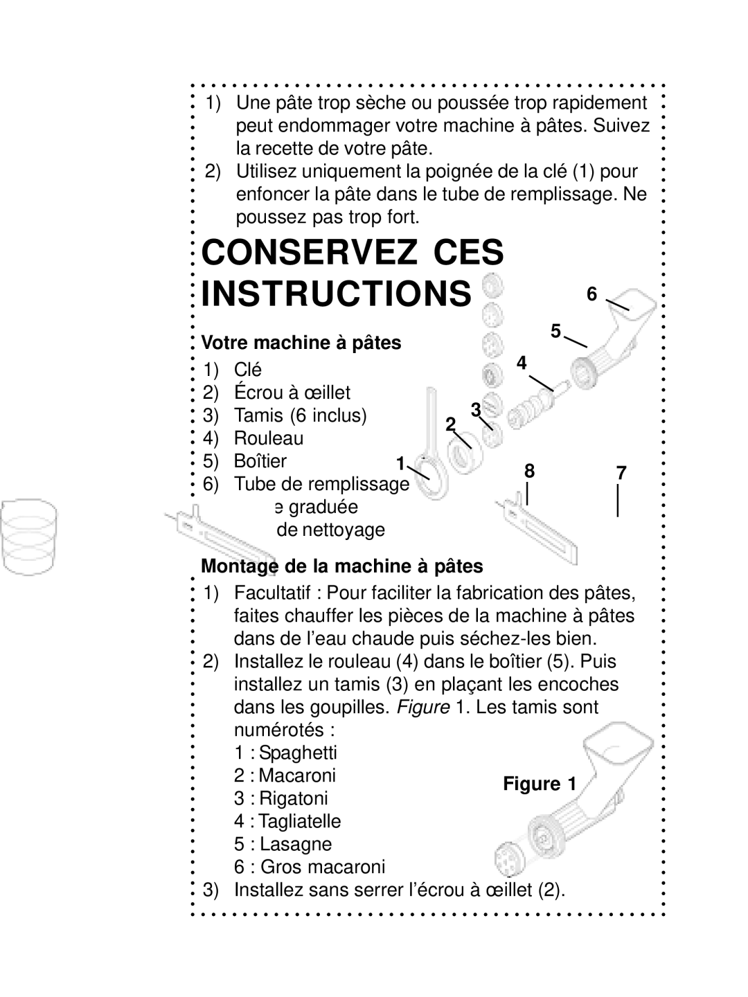 DeLonghi DSM800, DSM700 instruction manual Votre machine à pâtes, Montage de la machine à pâtes 