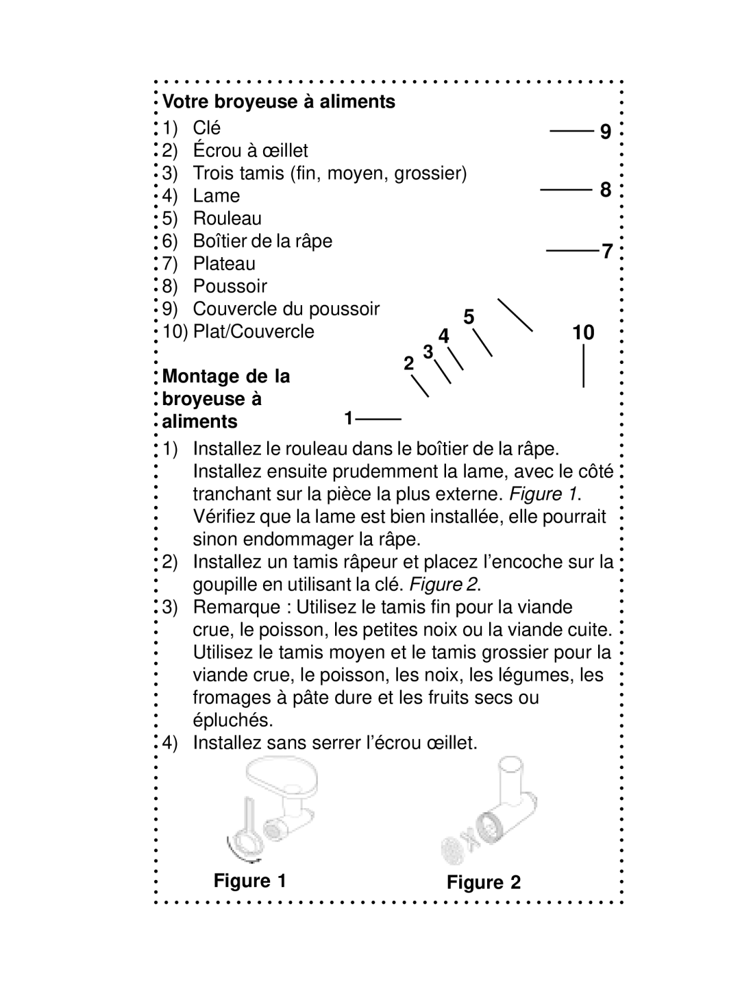 DeLonghi DSM700, DSM800 instruction manual Votre broyeuse à aliments 