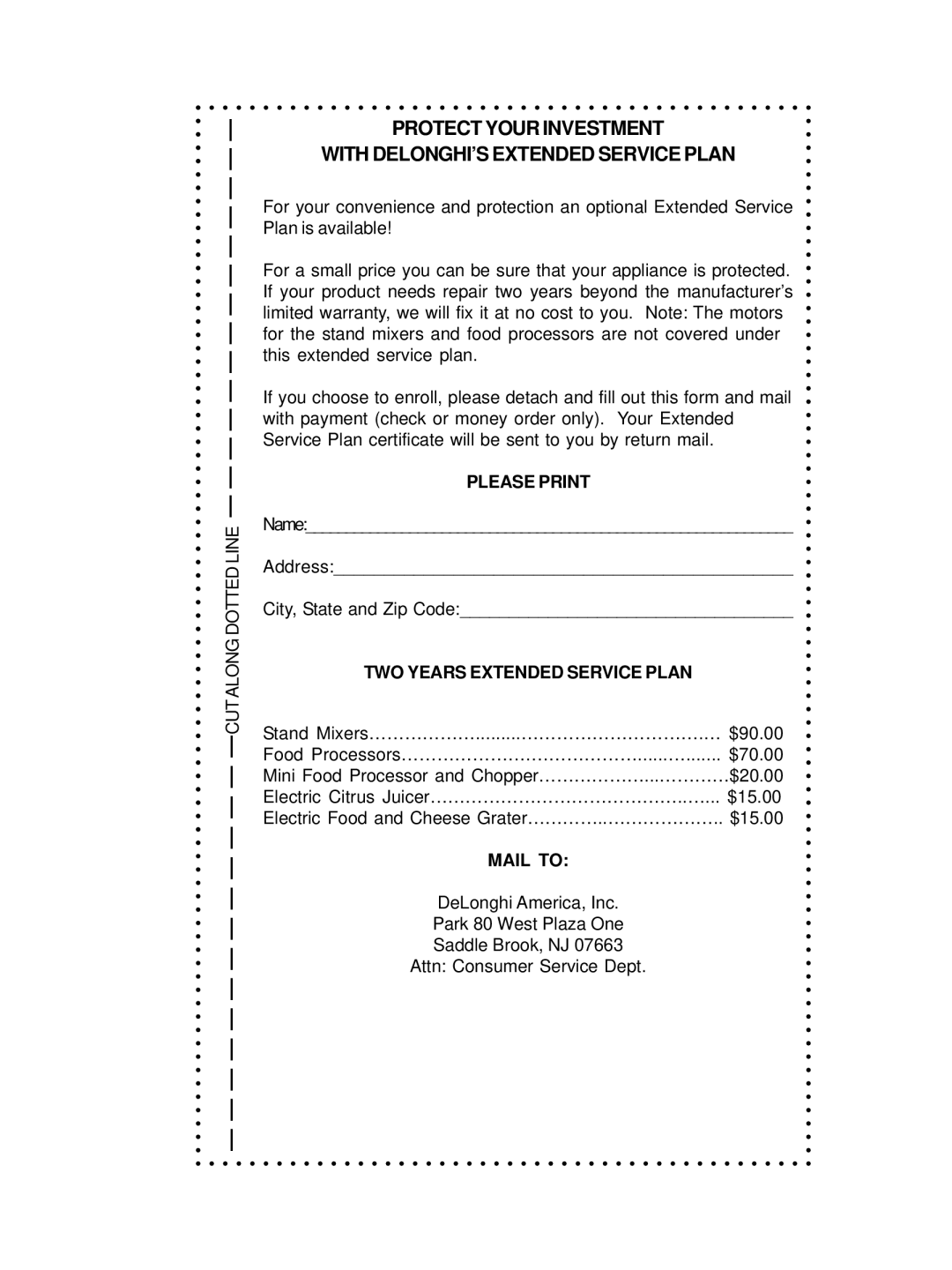 DeLonghi DSM700, DSM800 instruction manual Please Print 