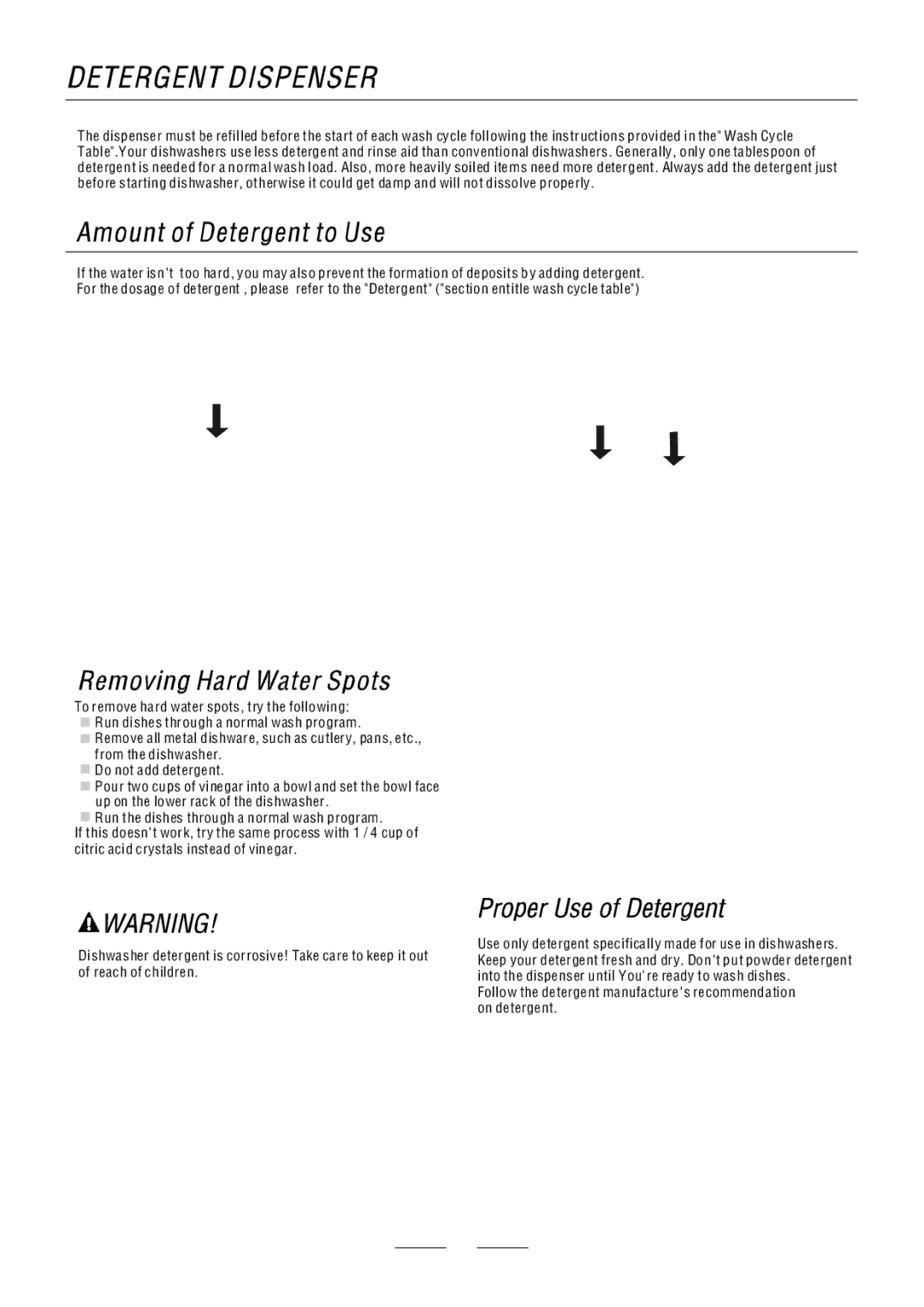 DeLonghi DW67S manual Detergent 