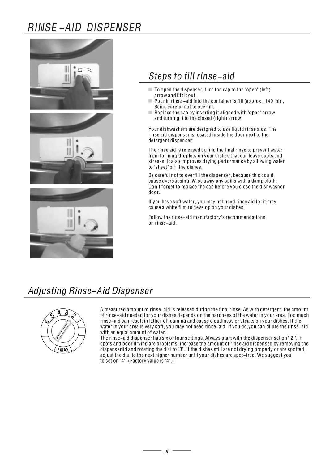 DeLonghi DW67S manual The rinse aid is released during the final rinse to prevent water 