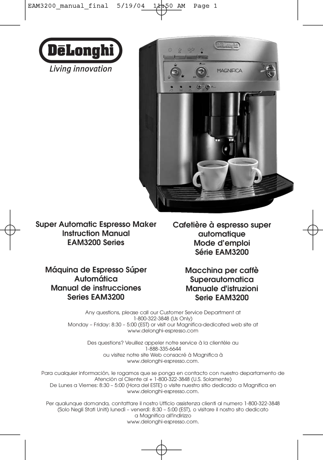 DeLonghi instruction manual EAM3200 Series, Series EAM3200 