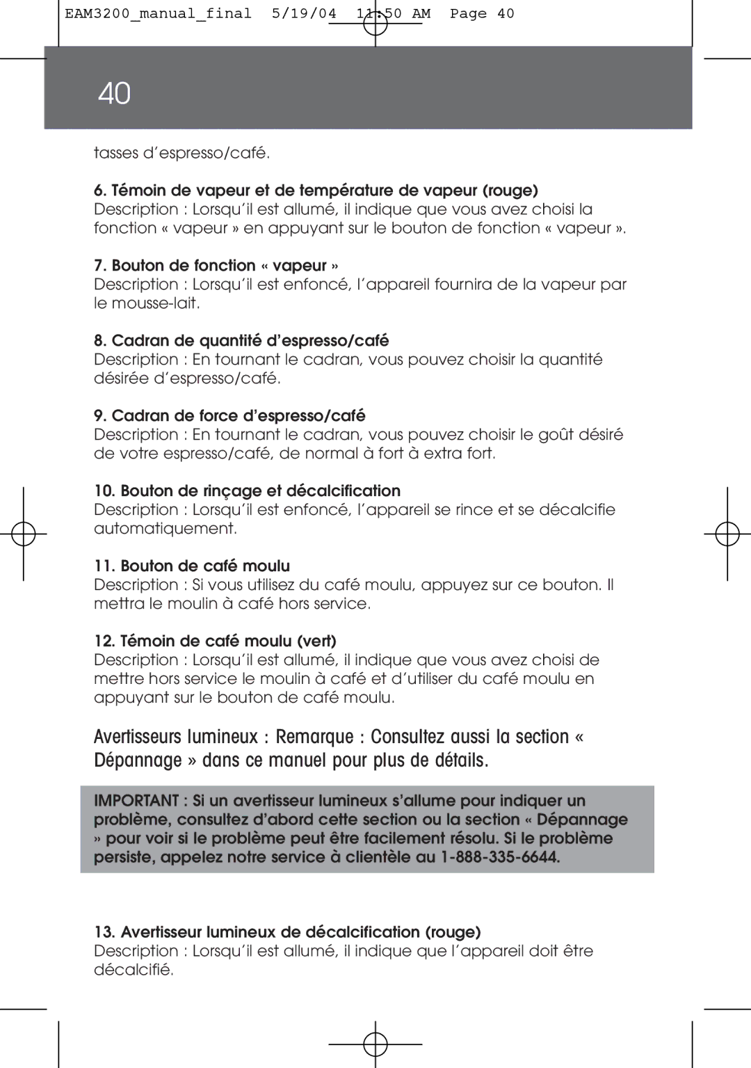 DeLonghi instruction manual EAM3200manualfinal 5/19/04 1150 AM 