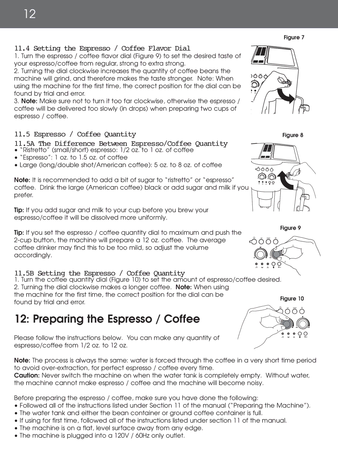 DeLonghi EAM4000 Series instruction manual Preparing the Espresso / Coffee, Setting the Espresso / Coffee Flavor Dial 