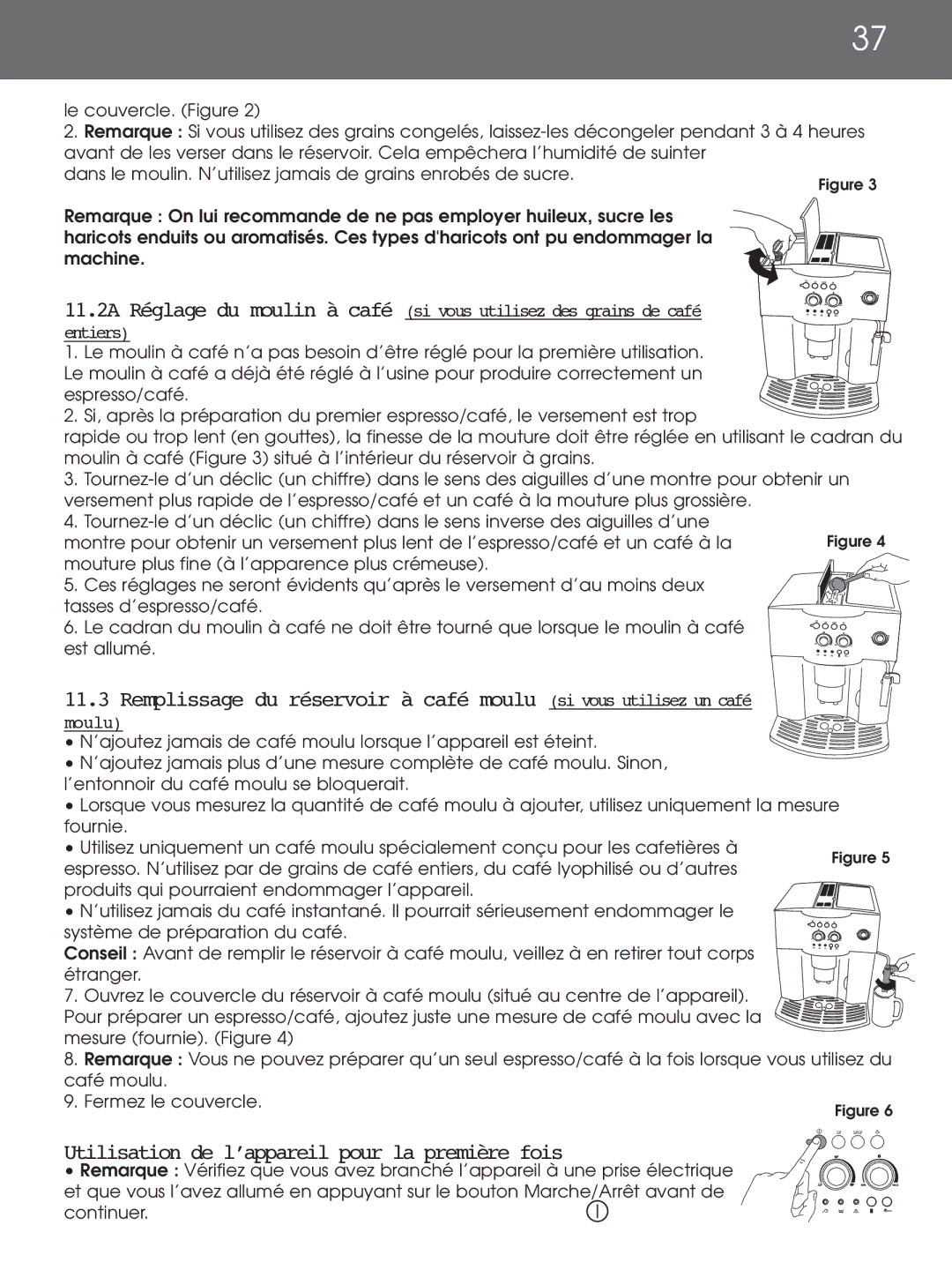 DeLonghi EAM4000 Series instruction manual Utilisation de l’appareil pour la première fois 