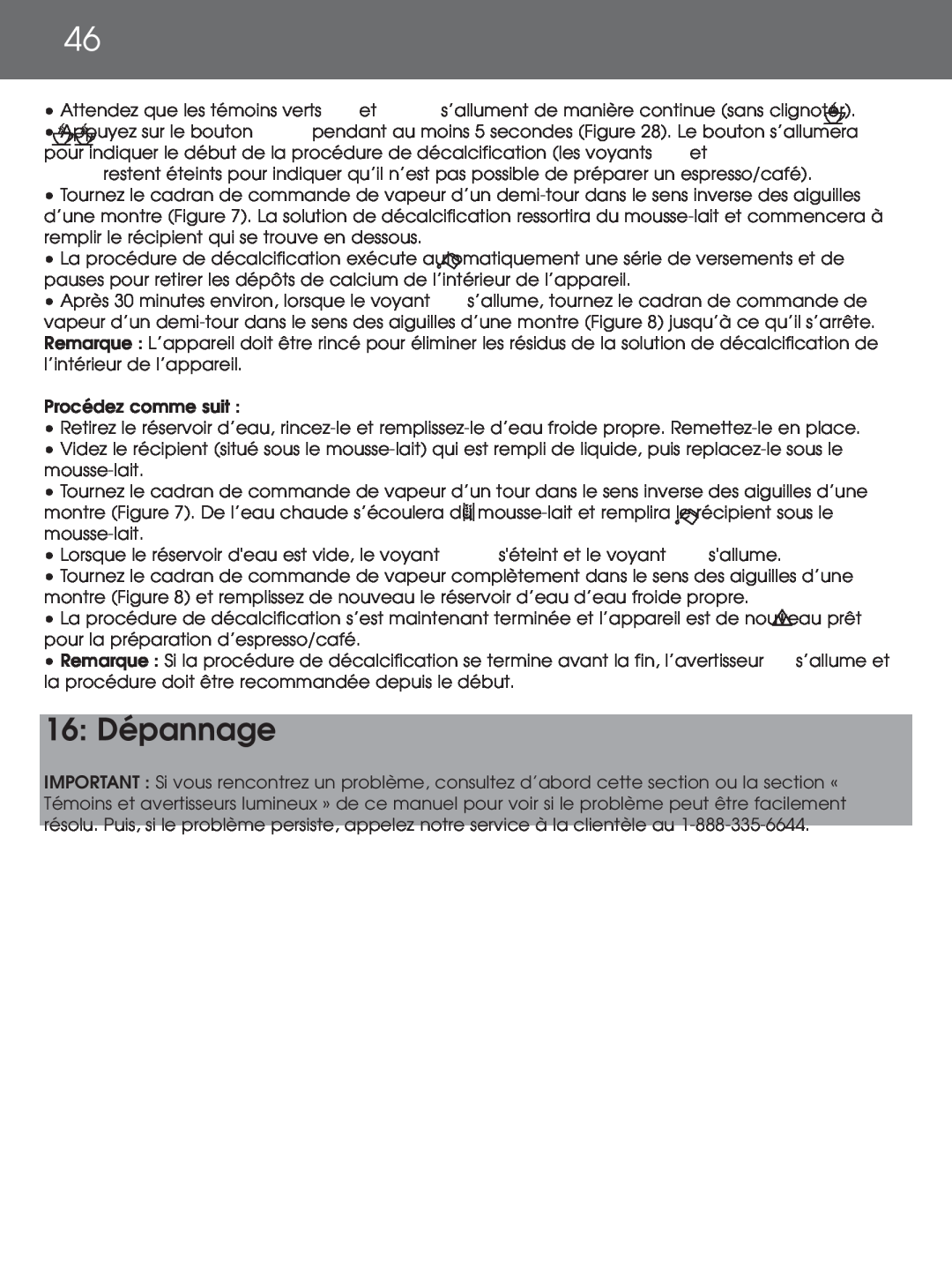 DeLonghi EAM4000 instruction manual 16: Dépannage 