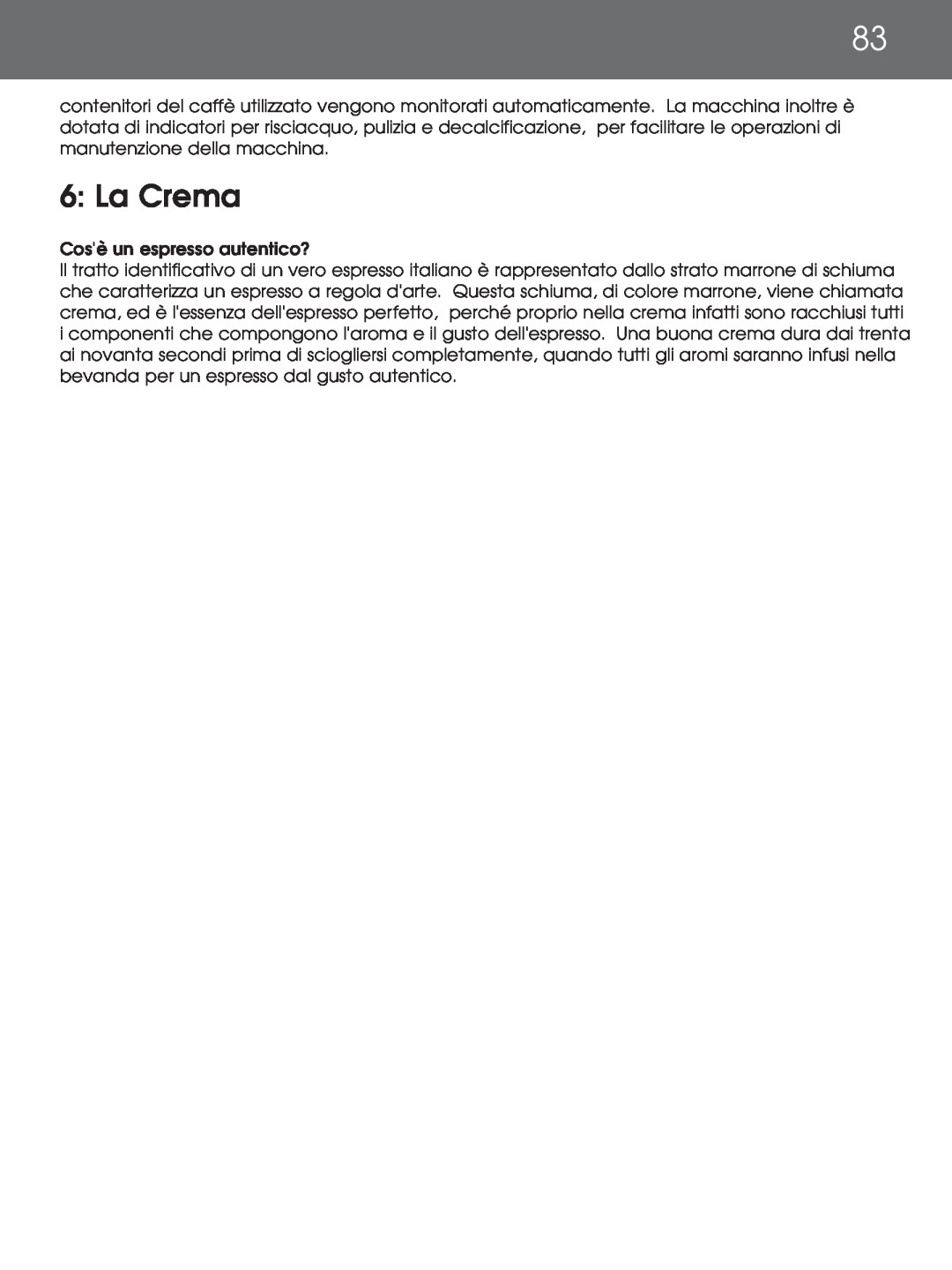 DeLonghi EAM4000 instruction manual 6: La Crema 