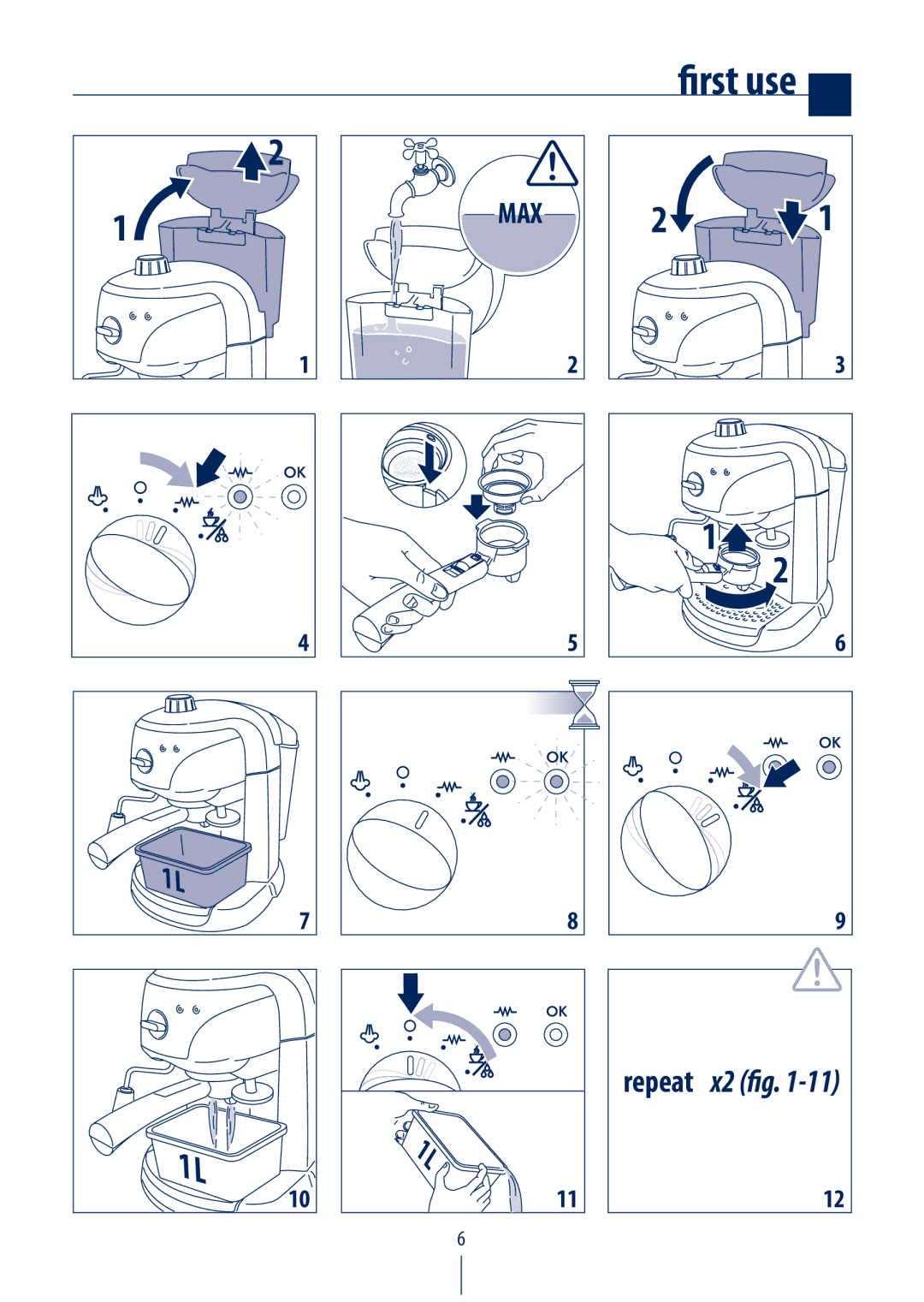 DeLonghi EC220 CD manual First use 