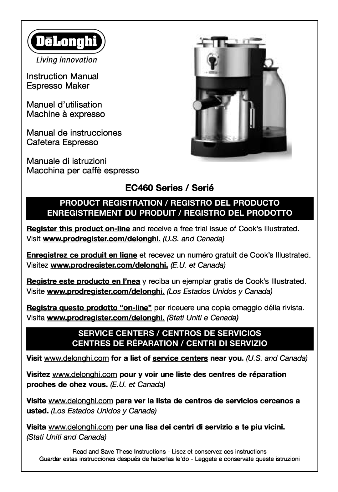 DeLonghi EC460 instruction manual Manuel d’utilisation Machine à expresso, Manual de instrucciones Cafetera Espresso 