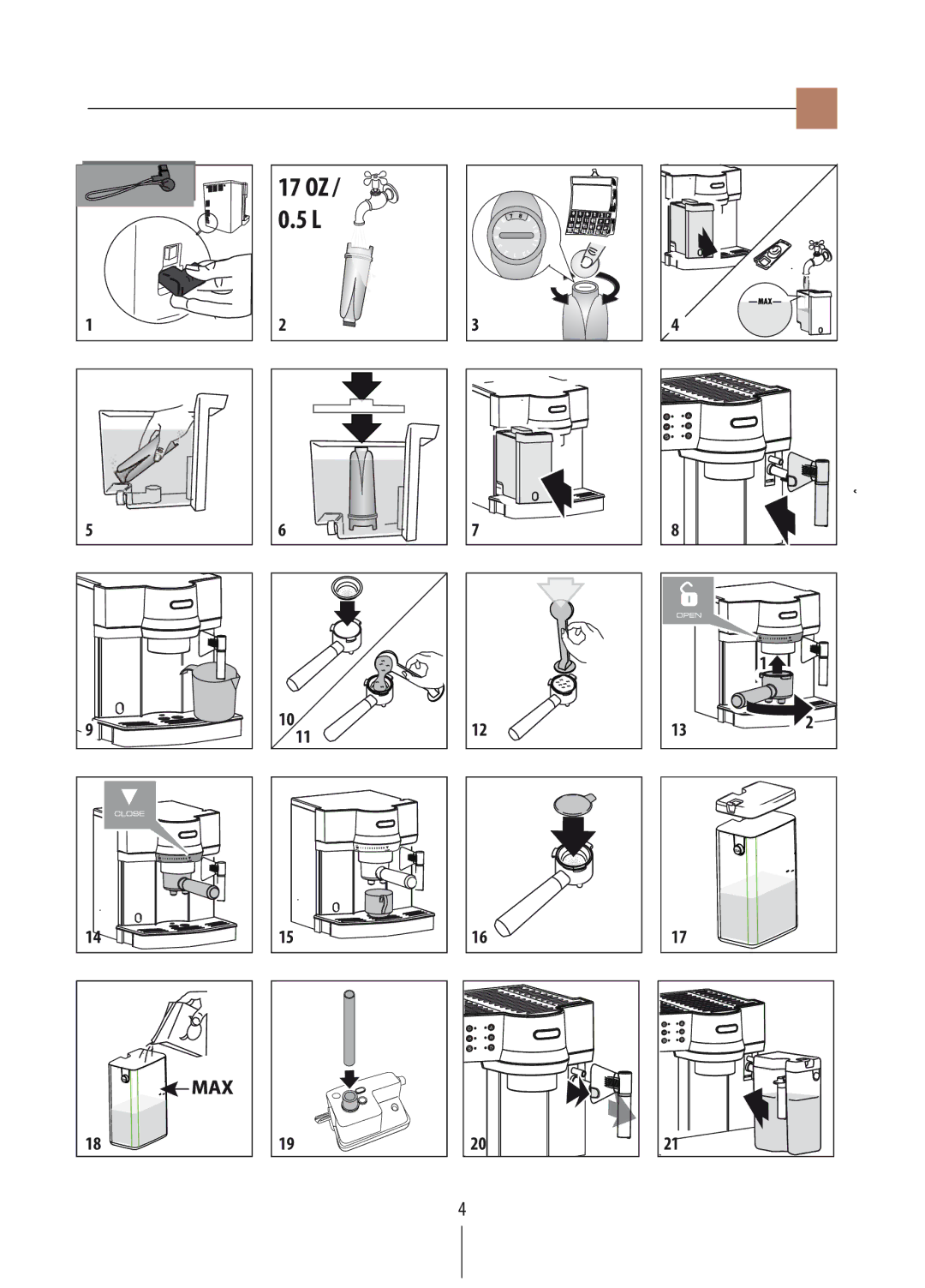 DeLonghi EC860 manual 17 OZ 