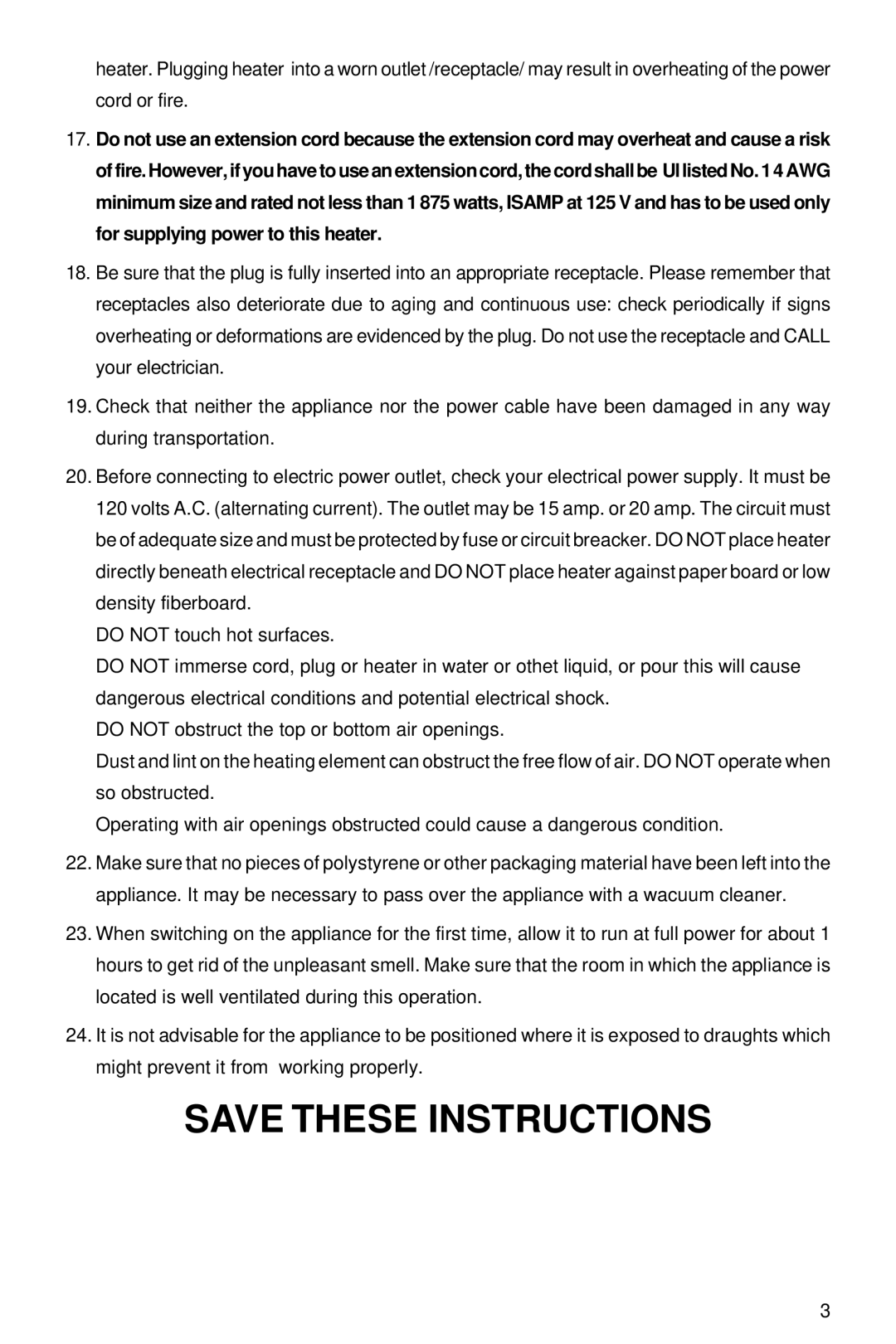 DeLonghi Electric Convector Heater manual 