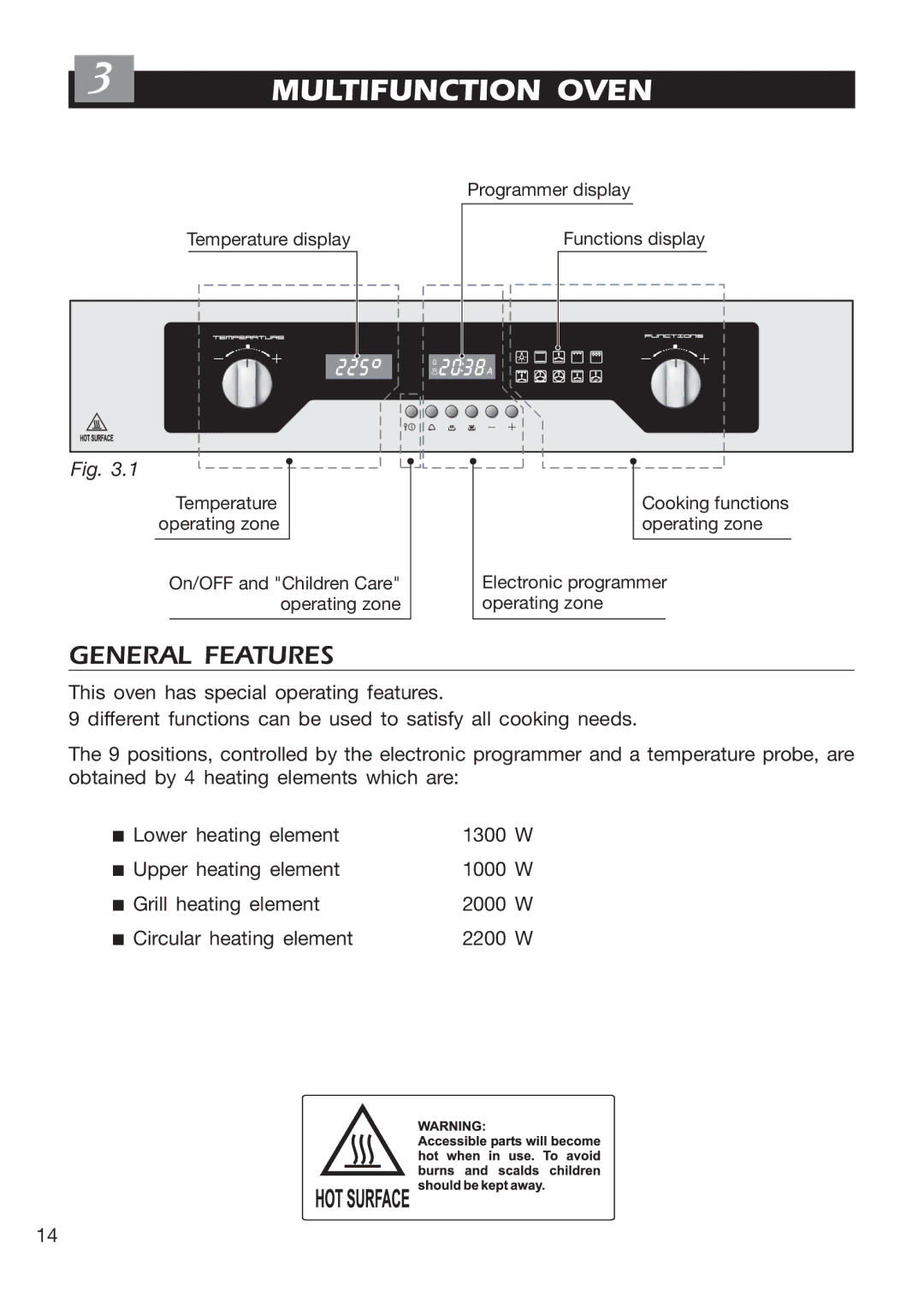 DeLonghi EMFPS 60 B manual Multifunction Oven, General Features 