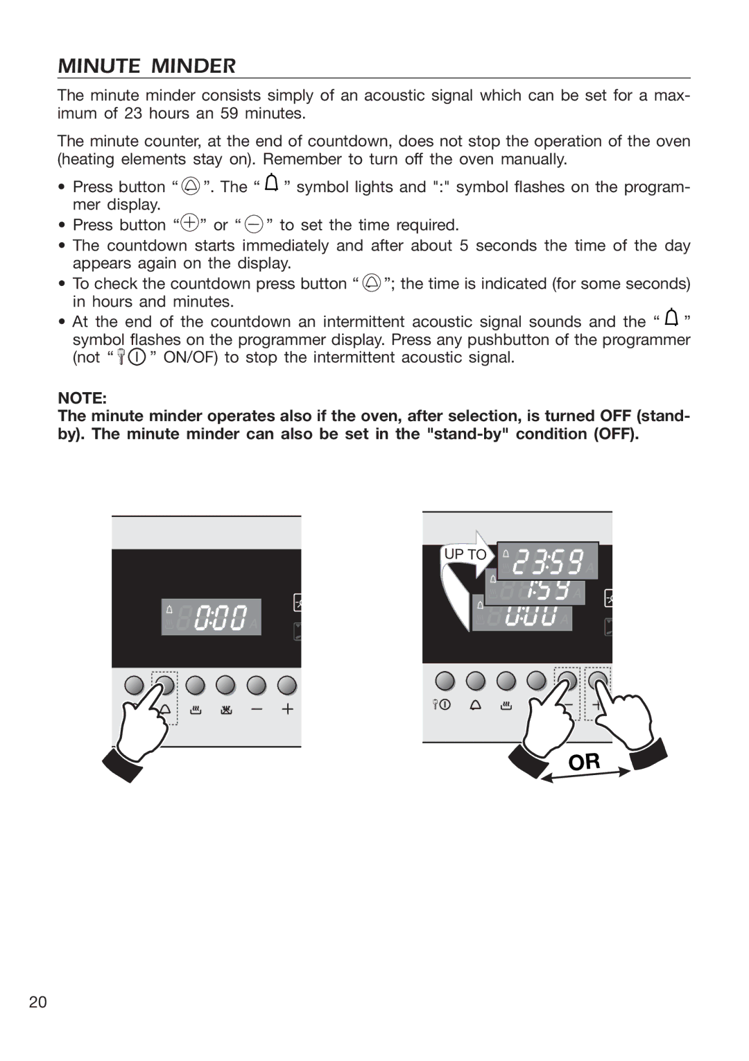 DeLonghi EMFPS 60 B manual Minute Minder 