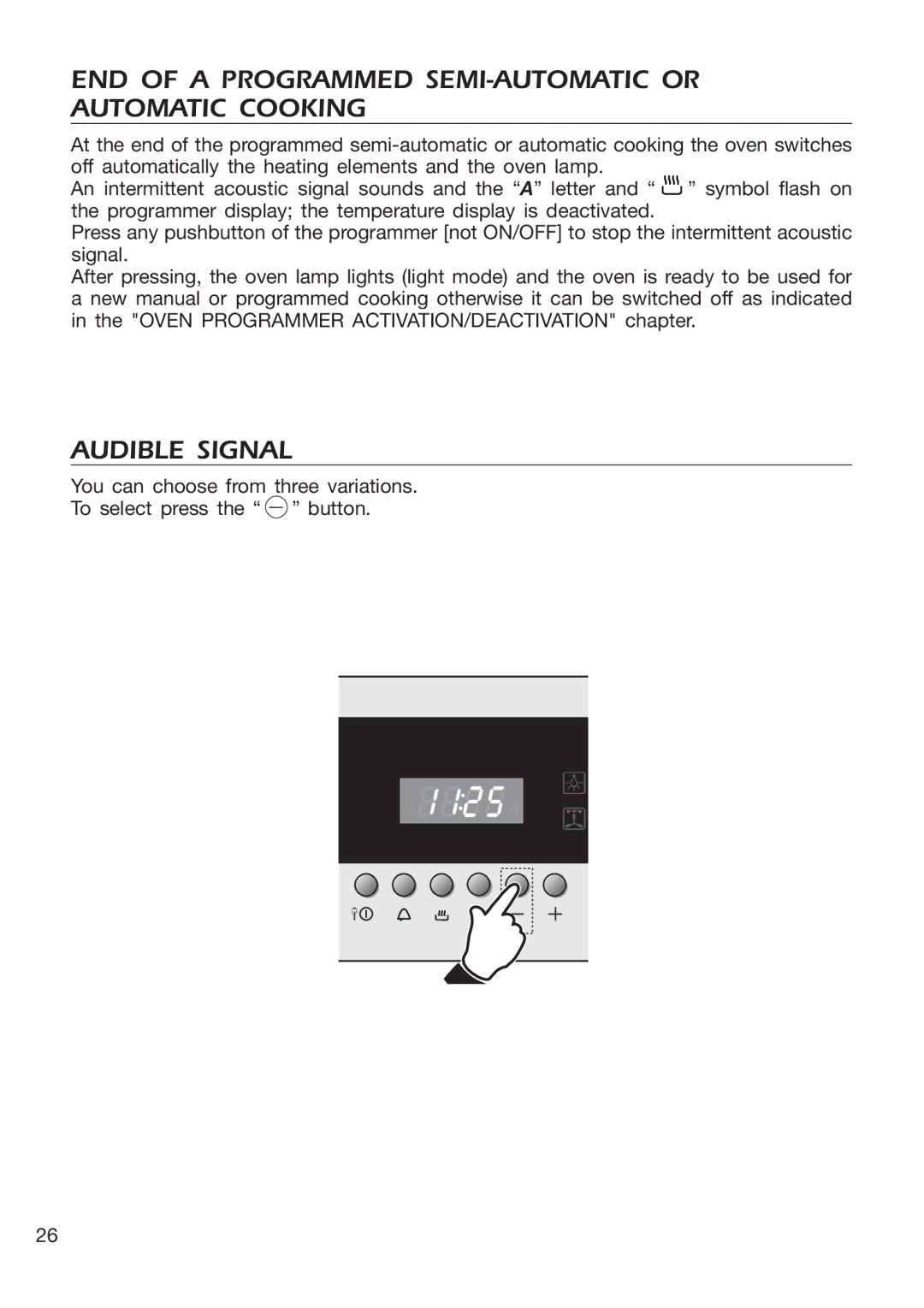 DeLonghi EMFPS 60 B manual END of a Programmed SEMI-AUTOMATIC or Automatic Cooking, Audible Signal 