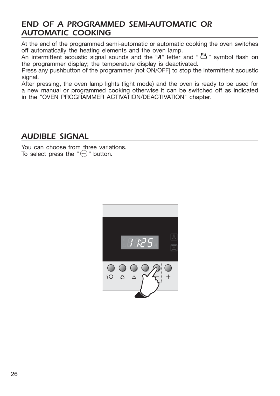 DeLonghi EMFPS 60 B manual Audible Signal 