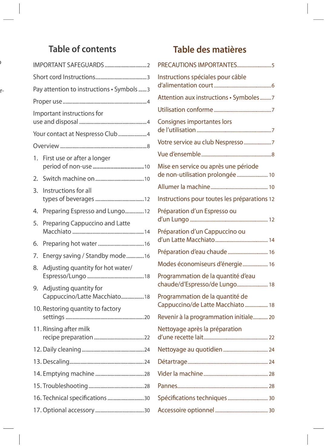 DeLonghi EN680M manual Table of contents 