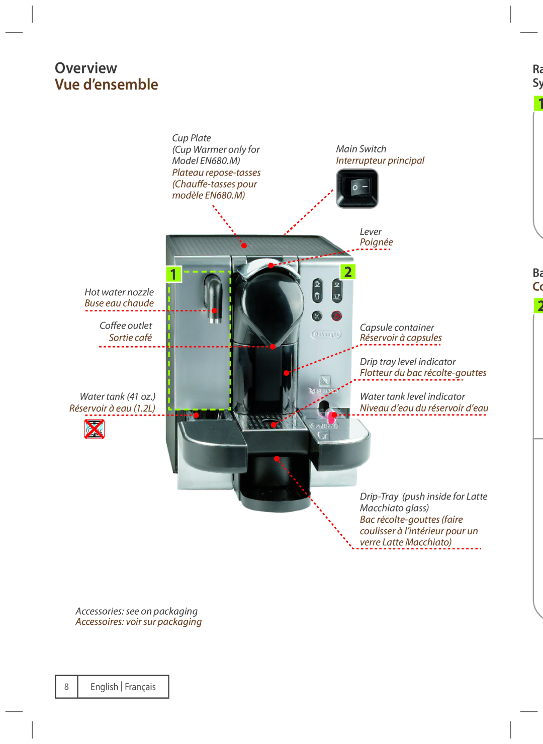 DeLonghi EN680M manual Vue d’ensemble, Réservoir à capsules 