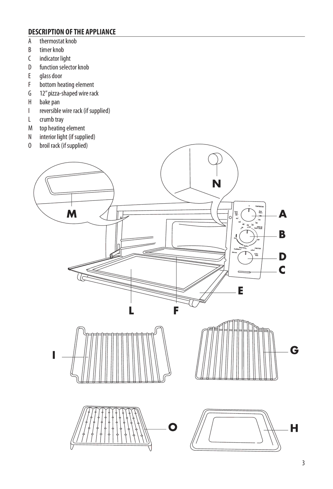 DeLonghi EO1270 1B specifications Description of the Appliance 