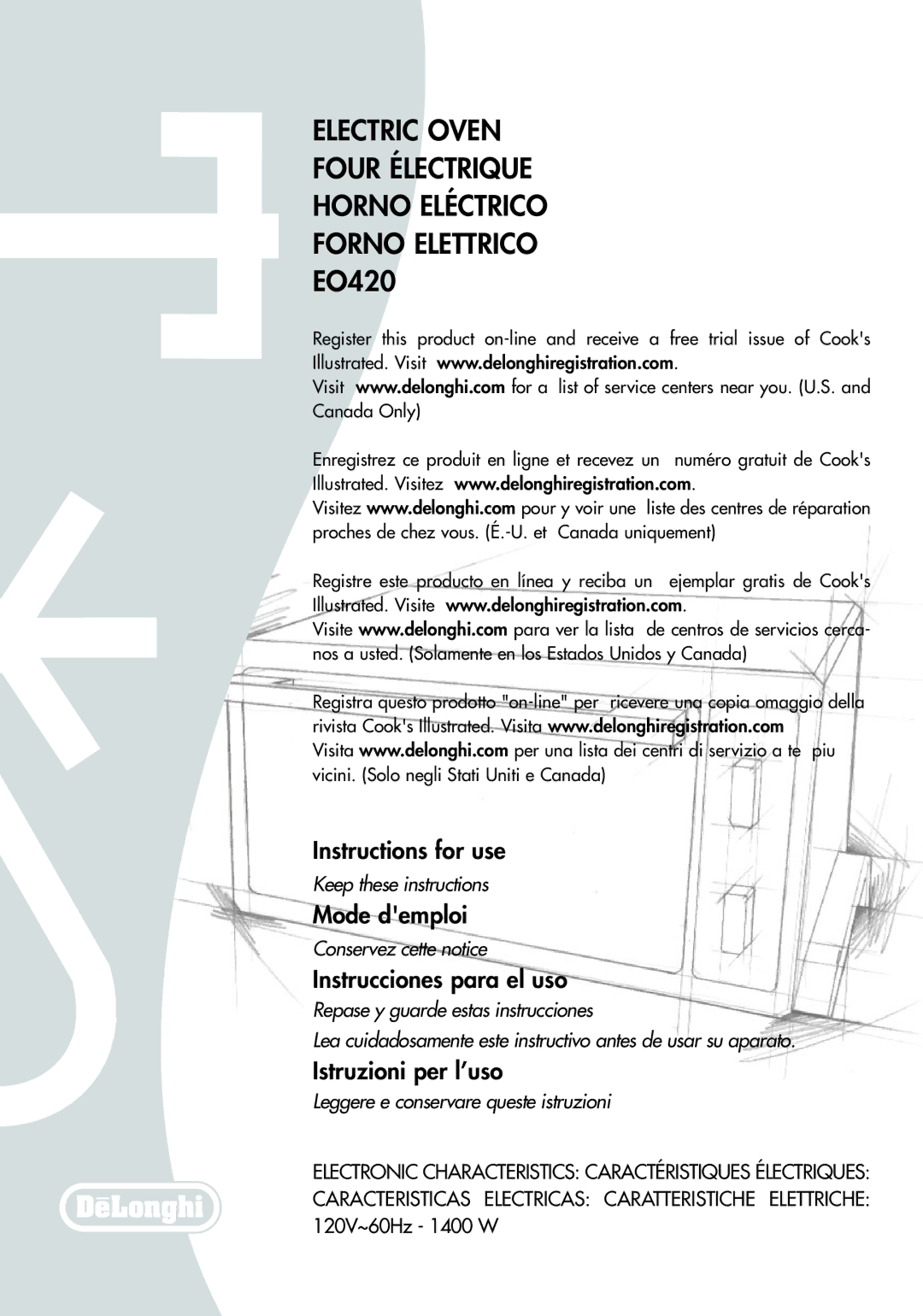 DeLonghi EO420 manual 