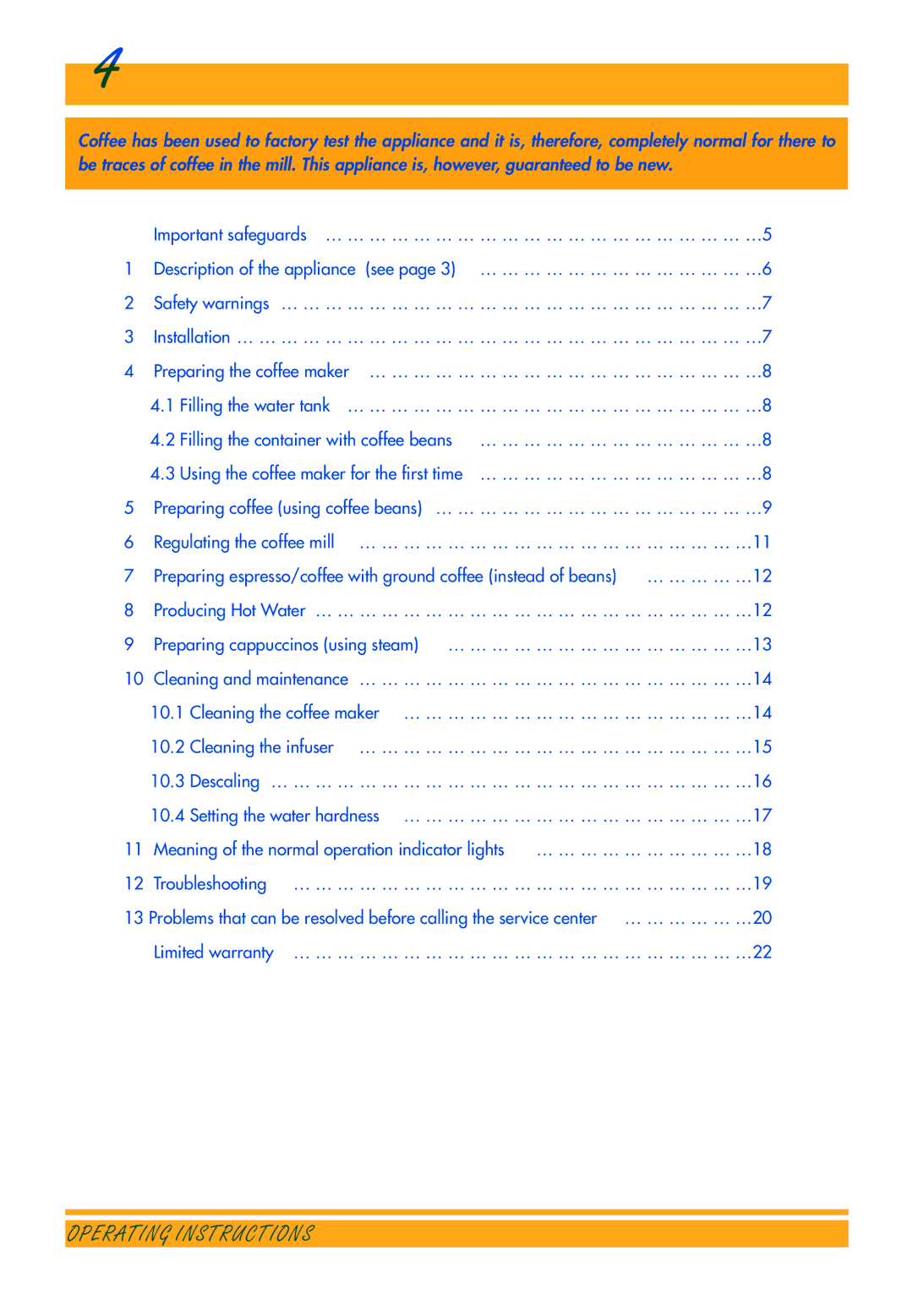 DeLonghi ESAM3300 manual Operating Instructions 