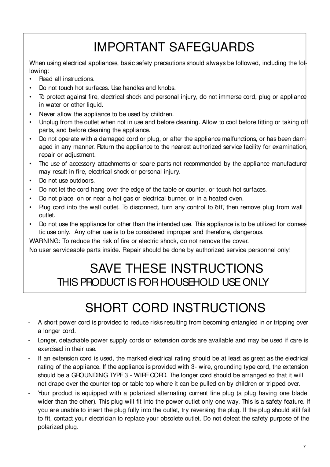 DeLonghi ESAM3500 manual Important Safeguards 