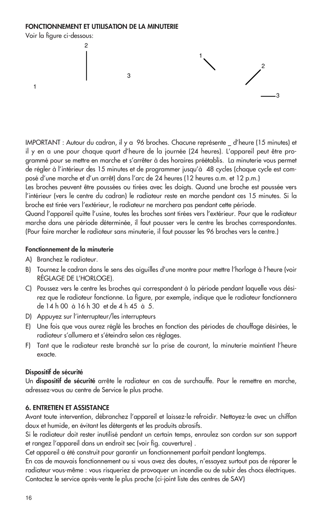 DeLonghi EW0715W manual Fonctionnement ET Utilisation DE LA Minuterie, Réglage DE L’HORLOGE, Entretien ET Assistance 