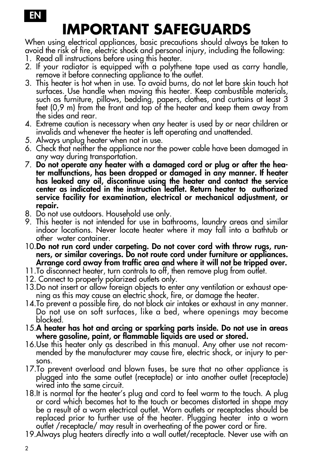 DeLonghi EW7507EBL manual Important Safeguards 