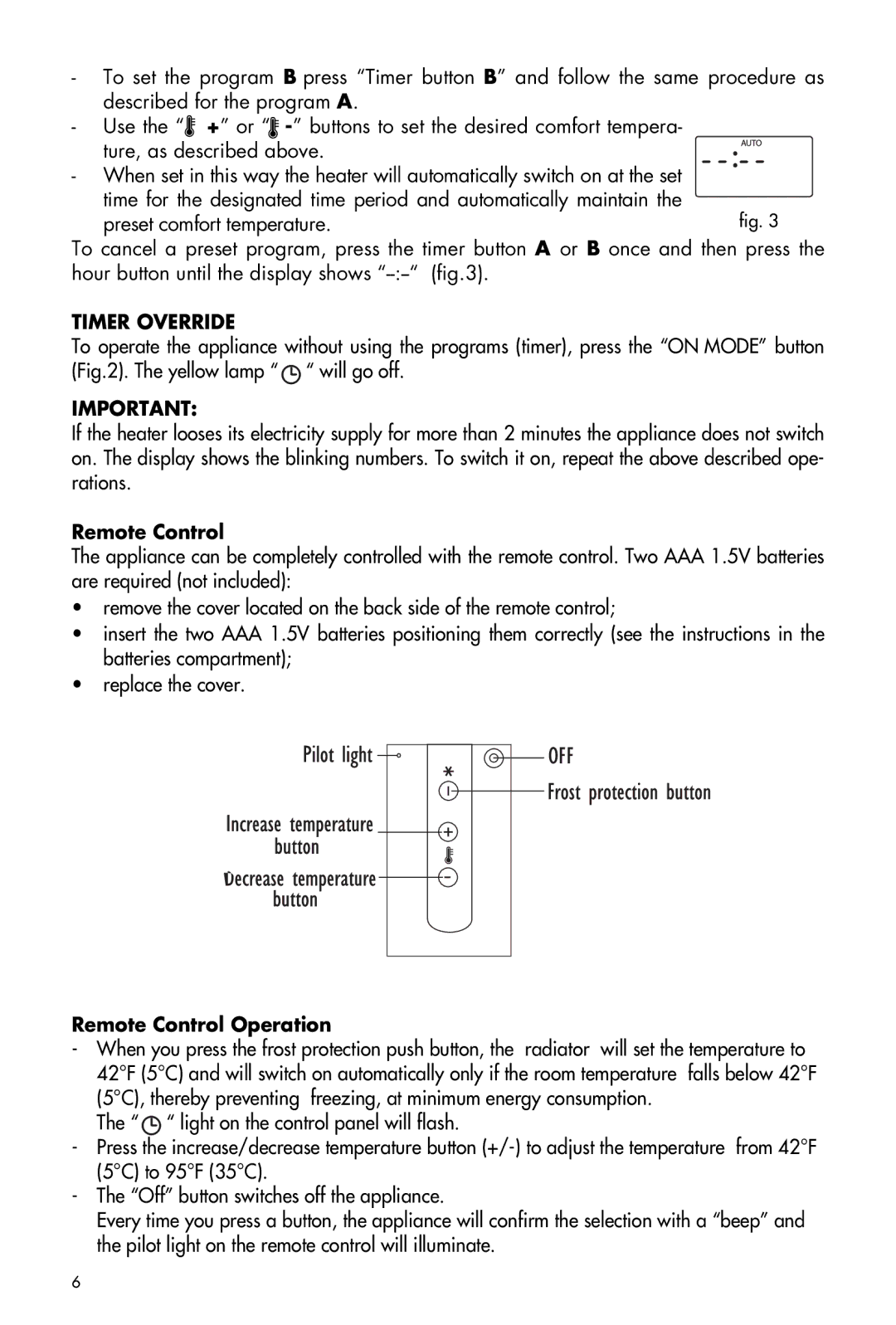 DeLonghi EW7507EBL manual Timer Override, Remote Control 