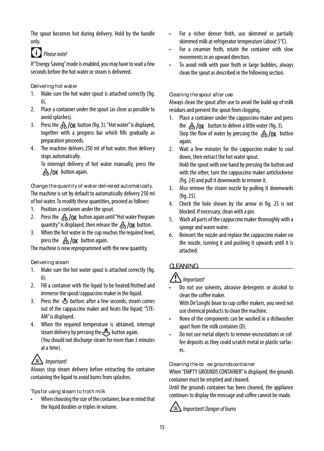 DeLonghi GB, DE, ECAM28.46X, 10.13 manual Cleaning 