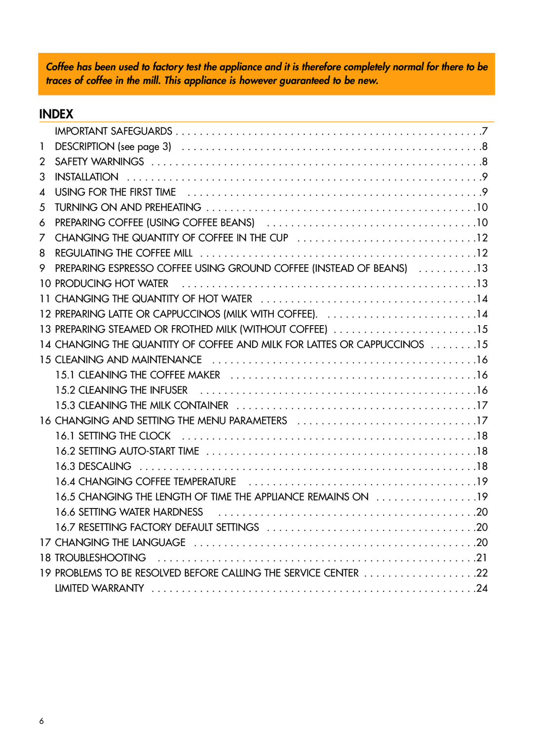 DeLonghi HKKMDI003 manual Index 