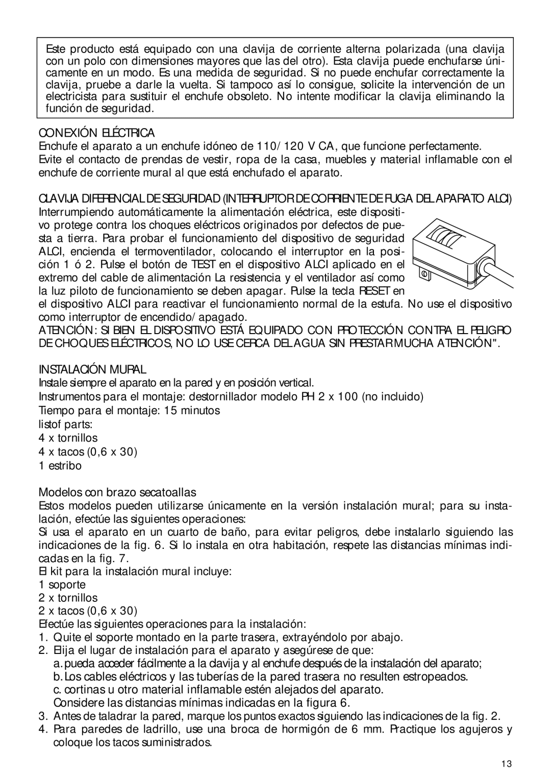 DeLonghi HWB5050T instruction manual Conexión Eléctrica, Instalación Mural 