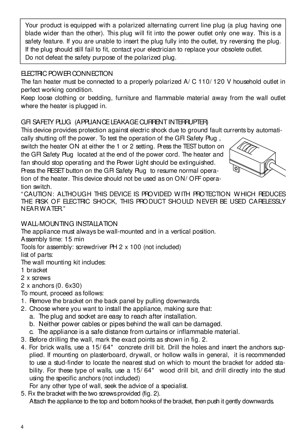 DeLonghi HWB5050T instruction manual Do not defeat the safety purpose of the polarized plug, Electric Power Connection 