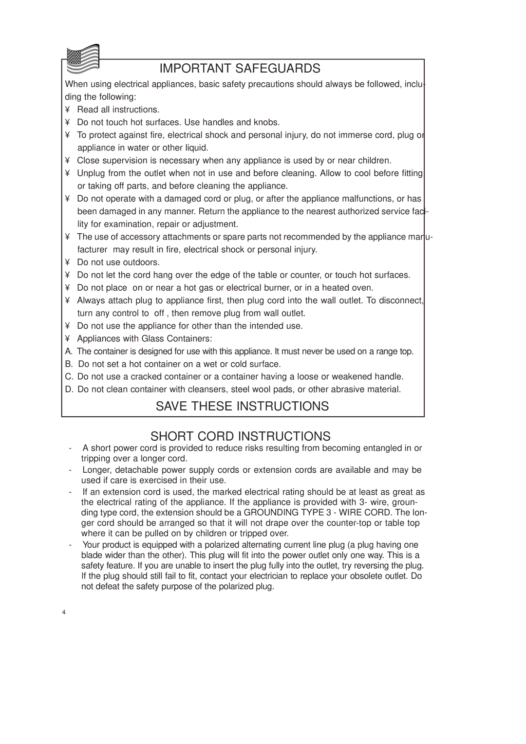 DeLonghi ICM18 WB instruction manual Important Safeguards 