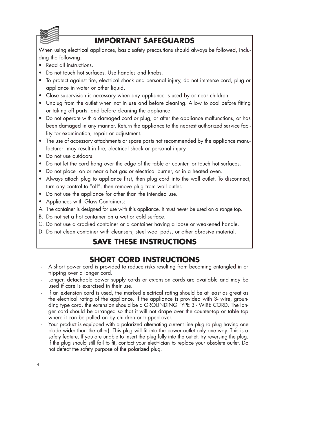 DeLonghi ICM28 WB instruction manual Important Safeguards 