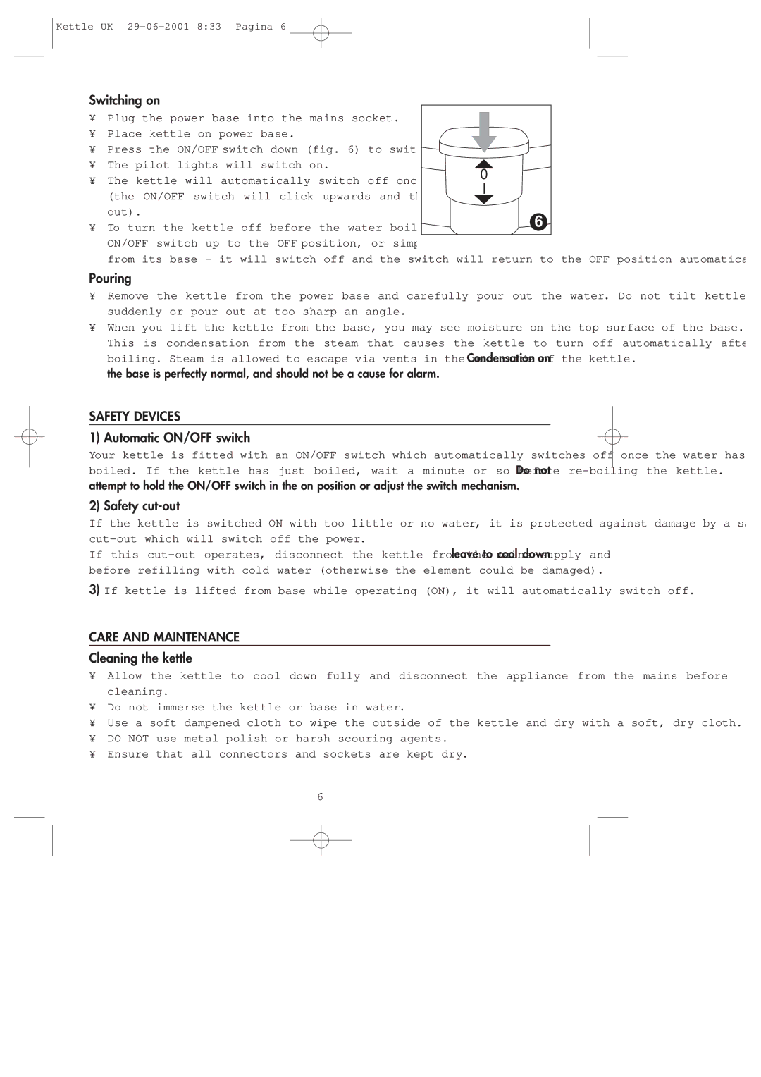 DeLonghi Kettle manual Safety Devices, Care and Maintenance 