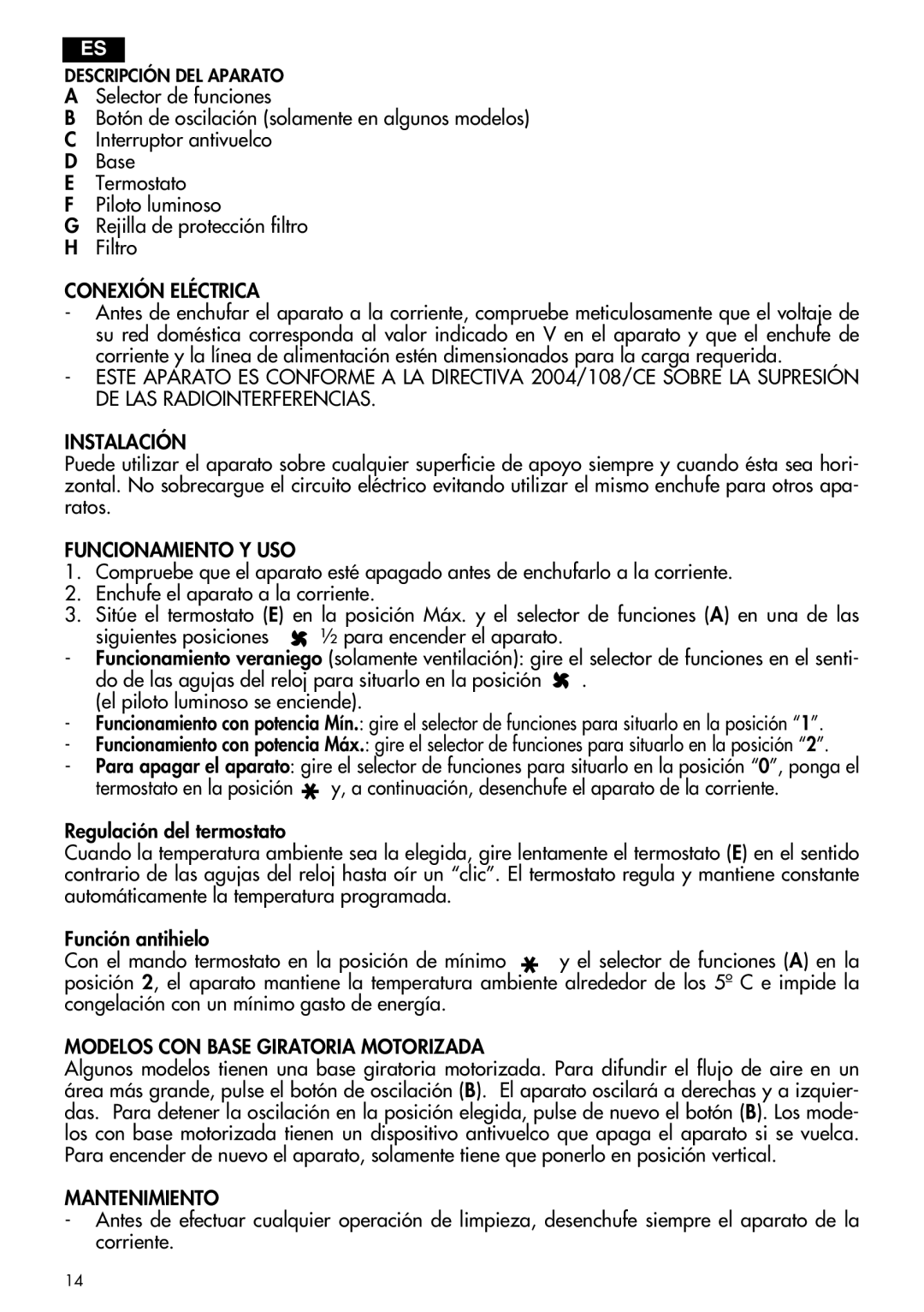 DeLonghi not available Conexión Eléctrica, Funcionamiento Y USO, Modelos CON Base Giratoria Motorizada, Mantenimiento 