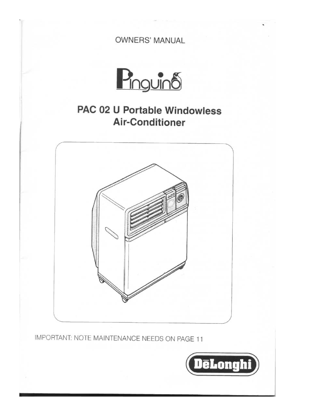 DeLonghi PAC 02 manual 