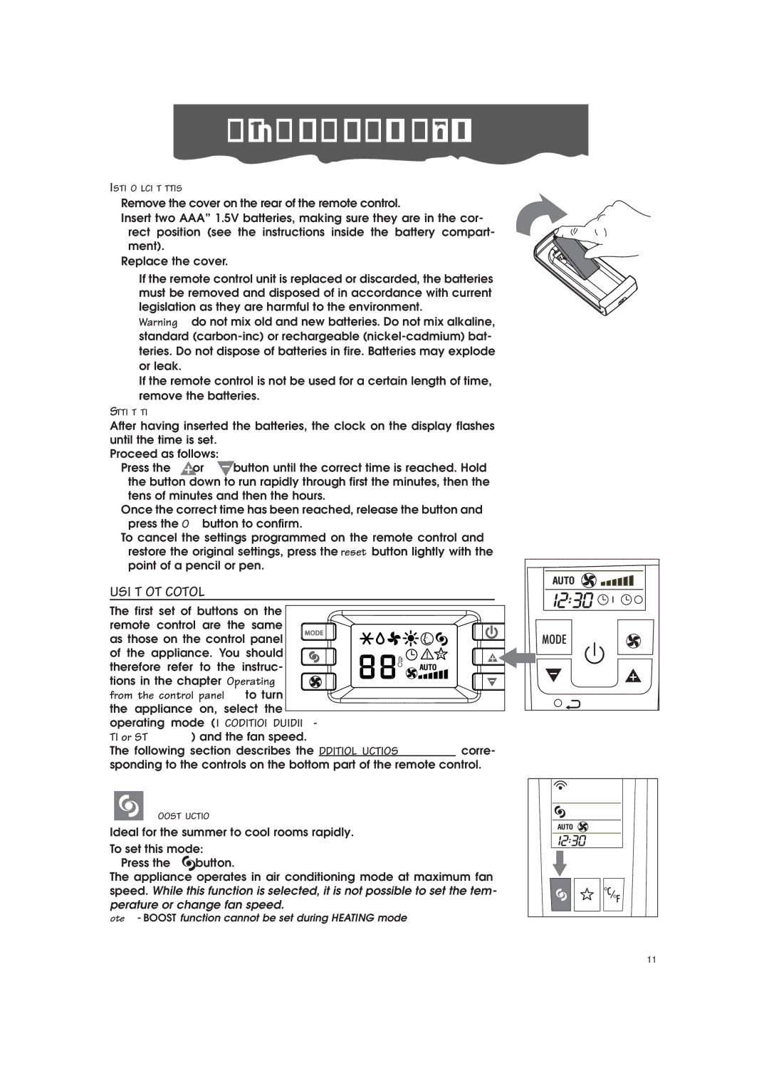 DeLonghi PAC-A130HPE instruction manual Using the remote control 