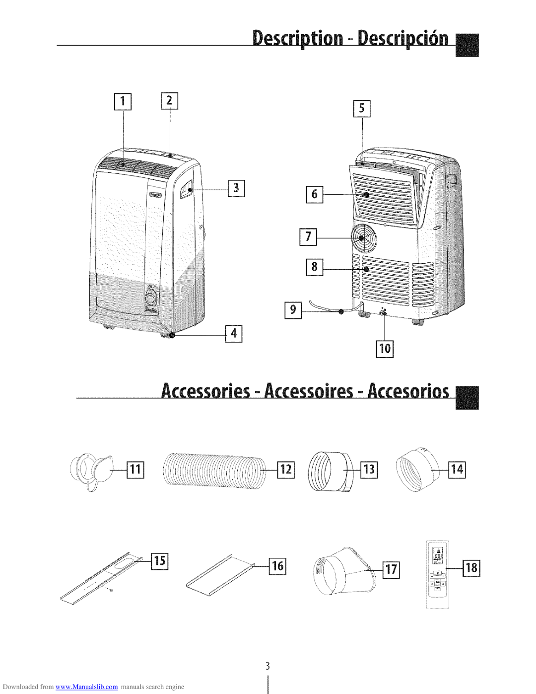 DeLonghi PAC N130HPE instruction manual AccessoriesAccessoires-- Accesorios 