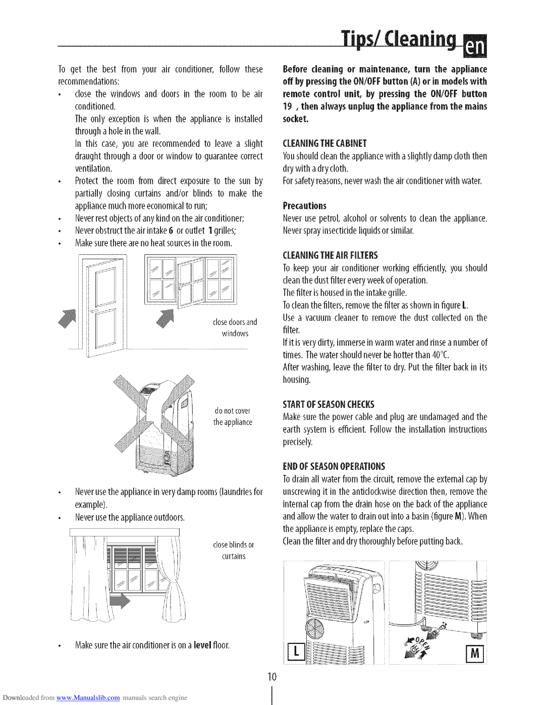 DeLonghi PAC N130HPE instruction manual Tips/Cleanin 