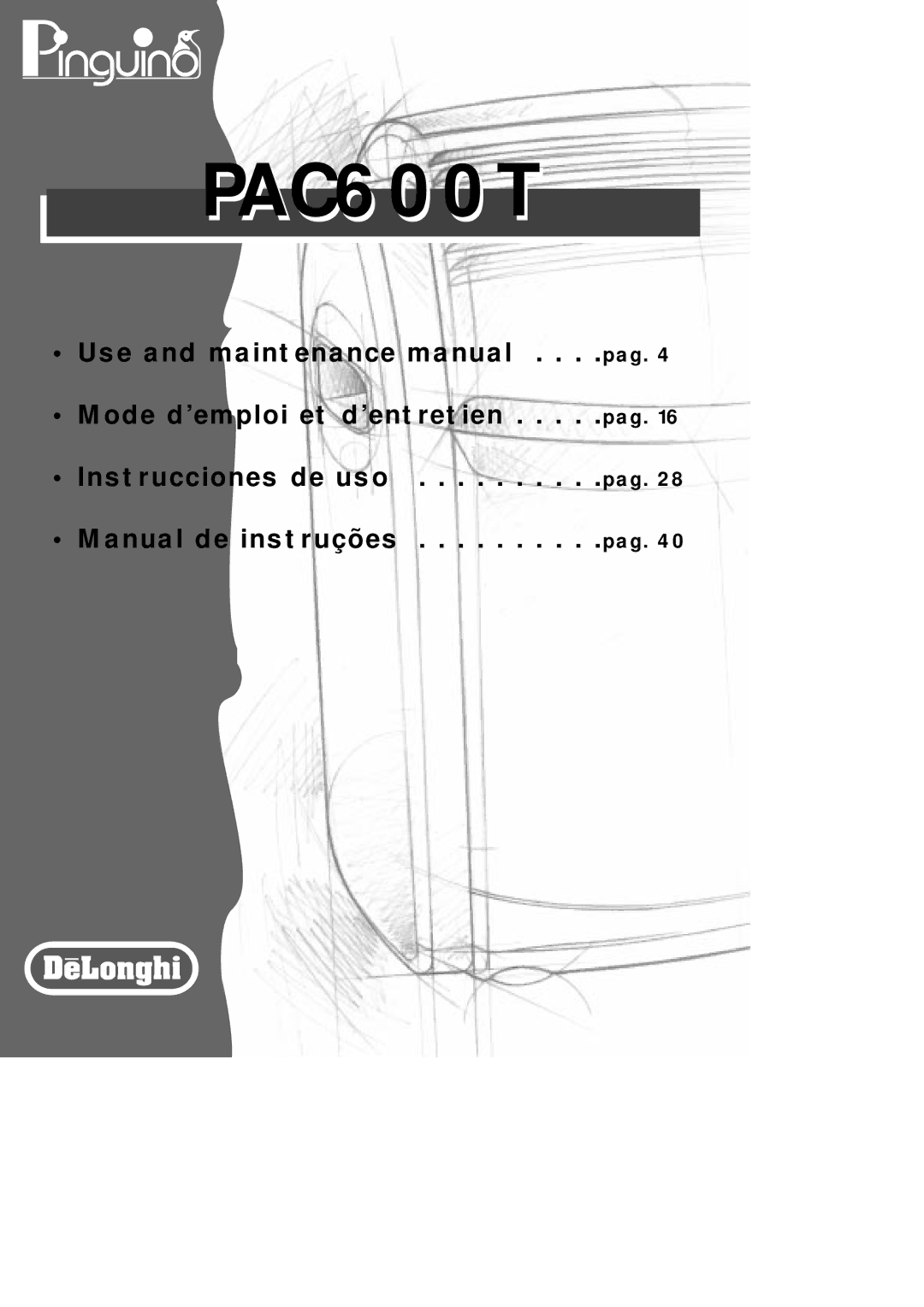 DeLonghi PAC600T manual 