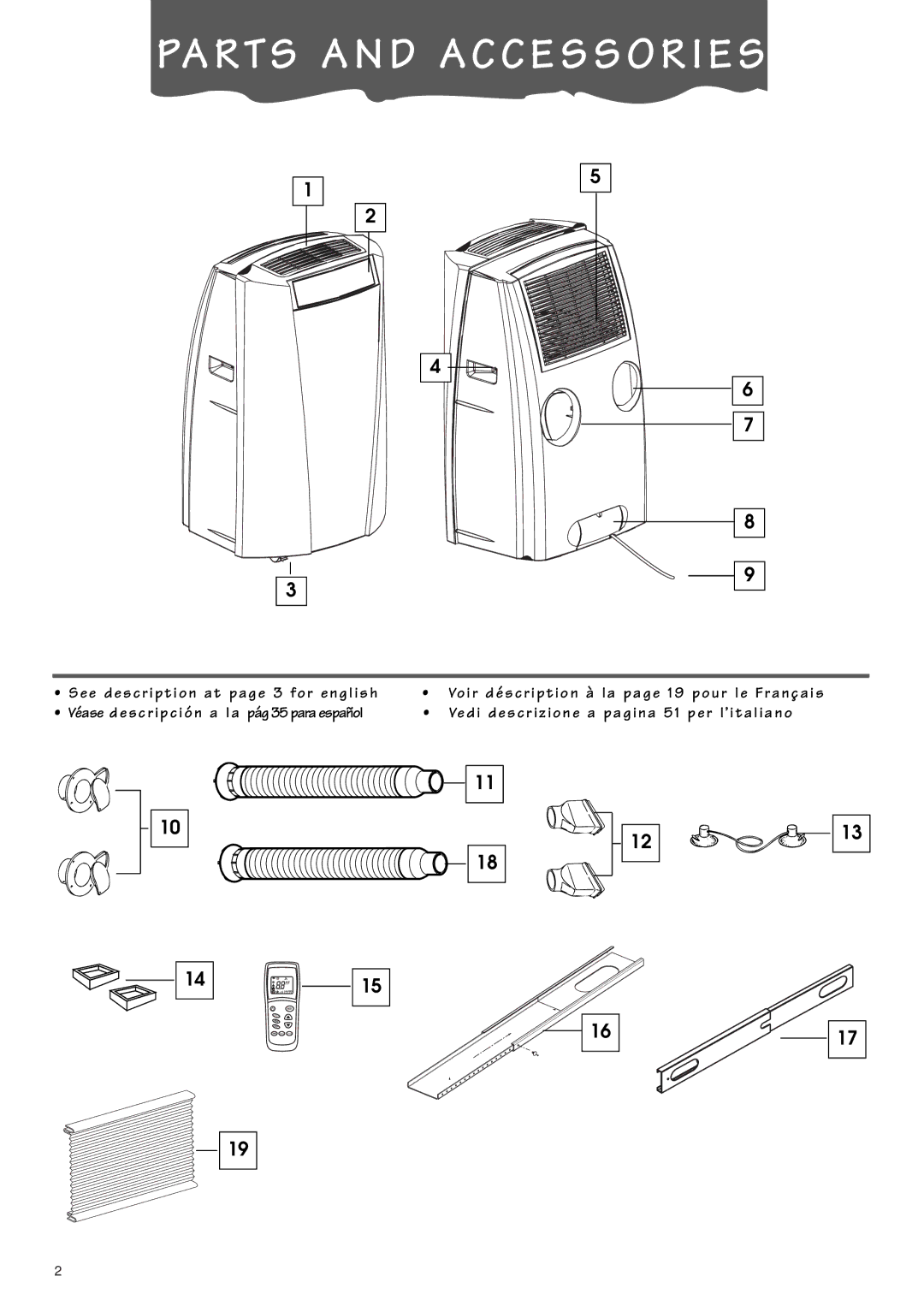 DeLonghi PACL90 specifications PA R T S a N D a C C E S S O R I E S 