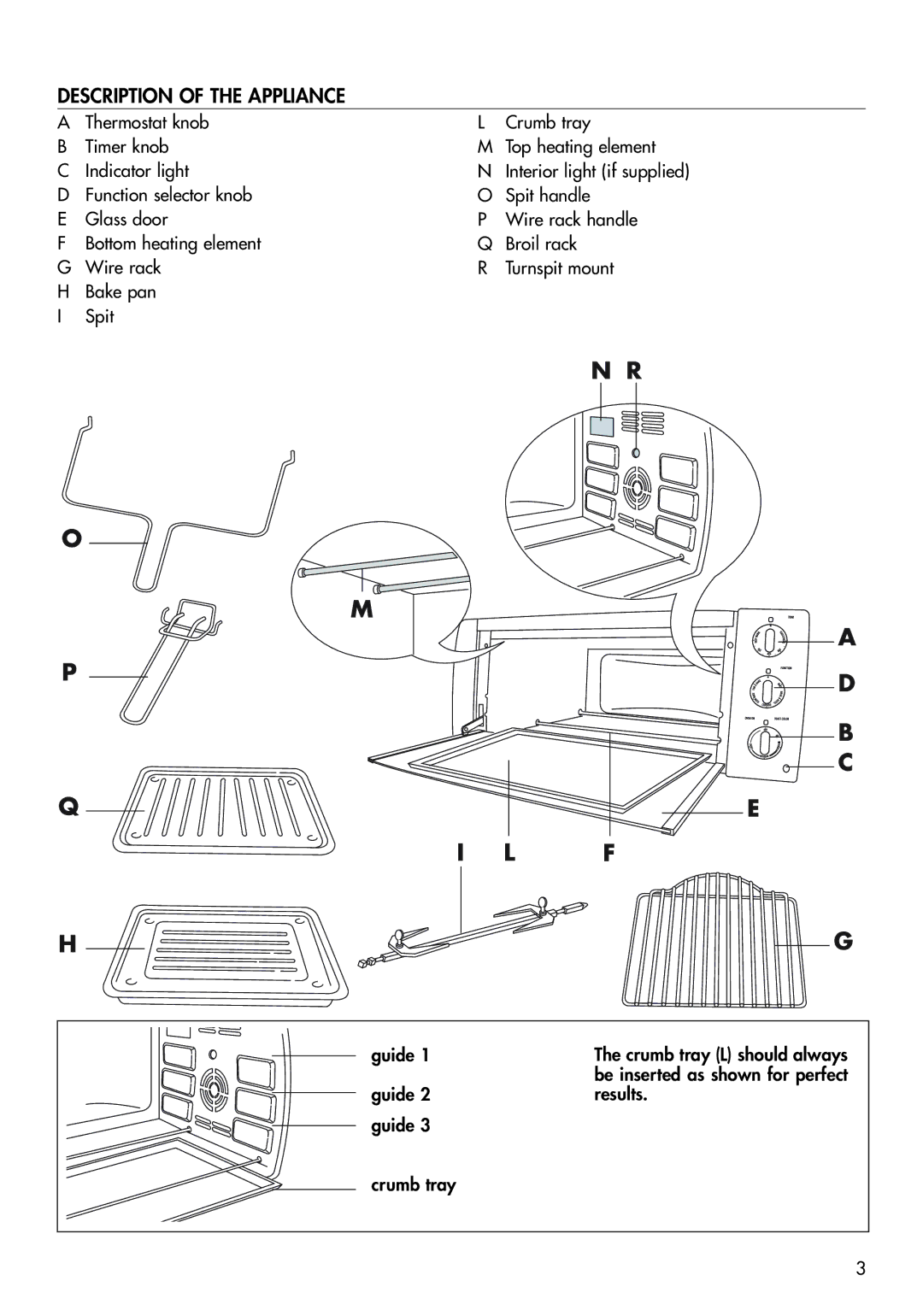 DeLonghi RO2050, RO2058, EO 2060 manual Description of the Appliance 